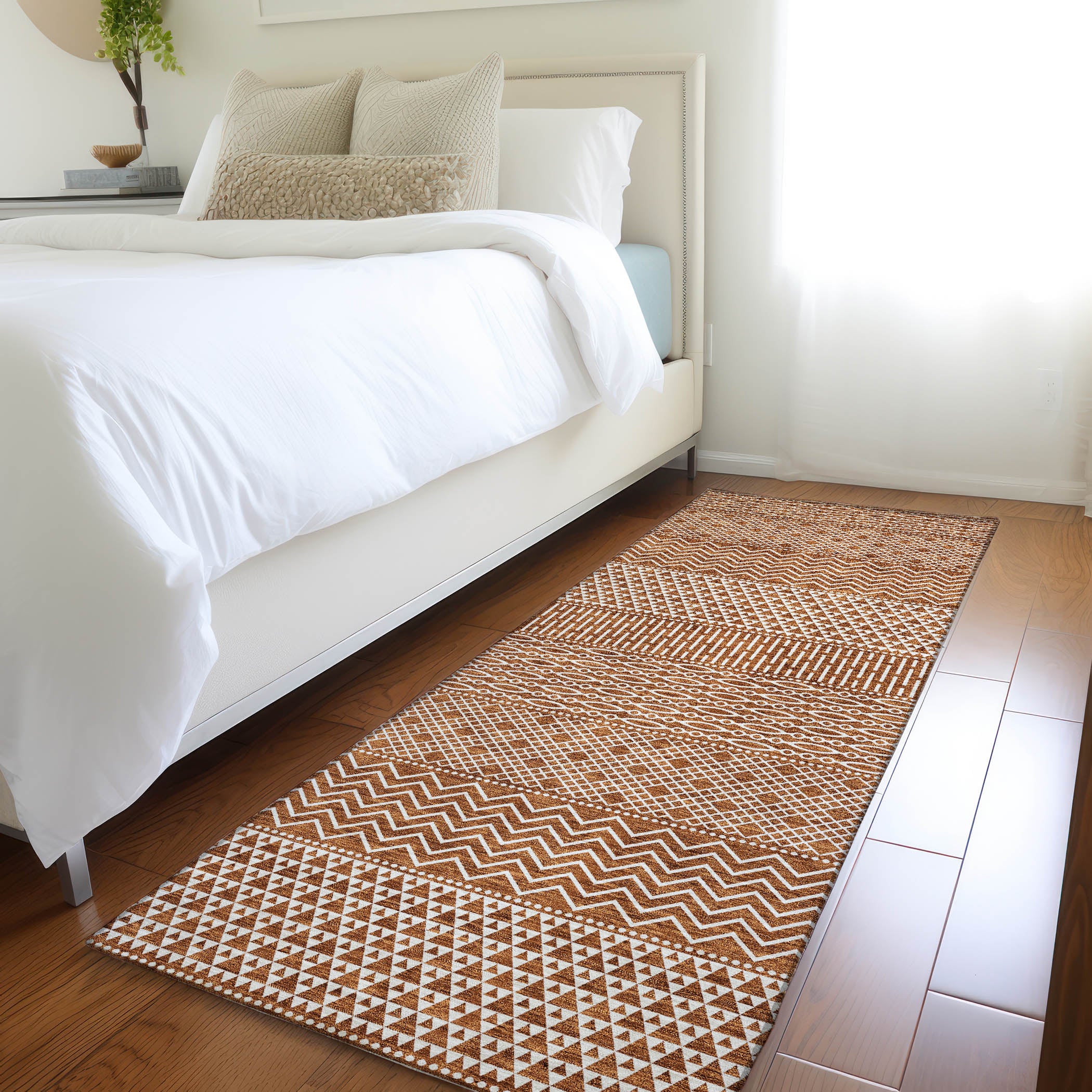 Florence Machine Washable Transitional Paprika Orange Rug 2'3" x 7'6" #shape_Runner
