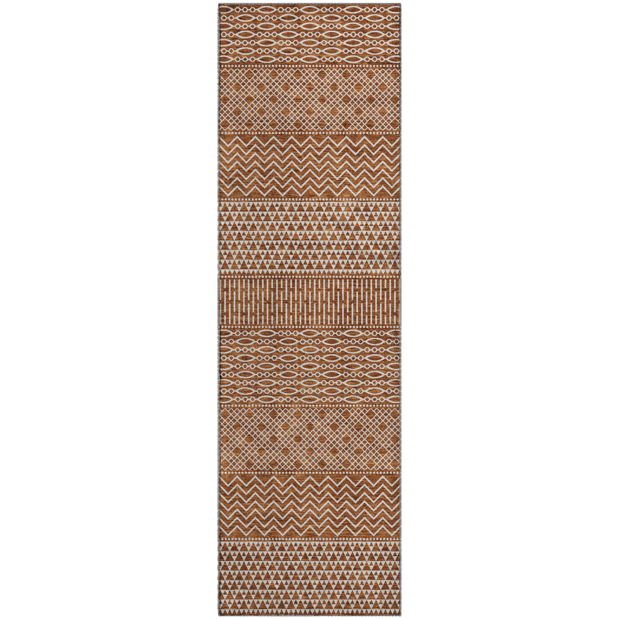 Florence Machine Washable Transitional Paprika Orange Rug 2'3" x 7'6" #shape_Runner
