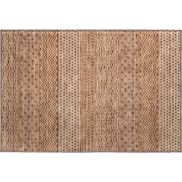 Florence Machine Washable Transitional Paprika Orange Rug 1'8" x 2'6"