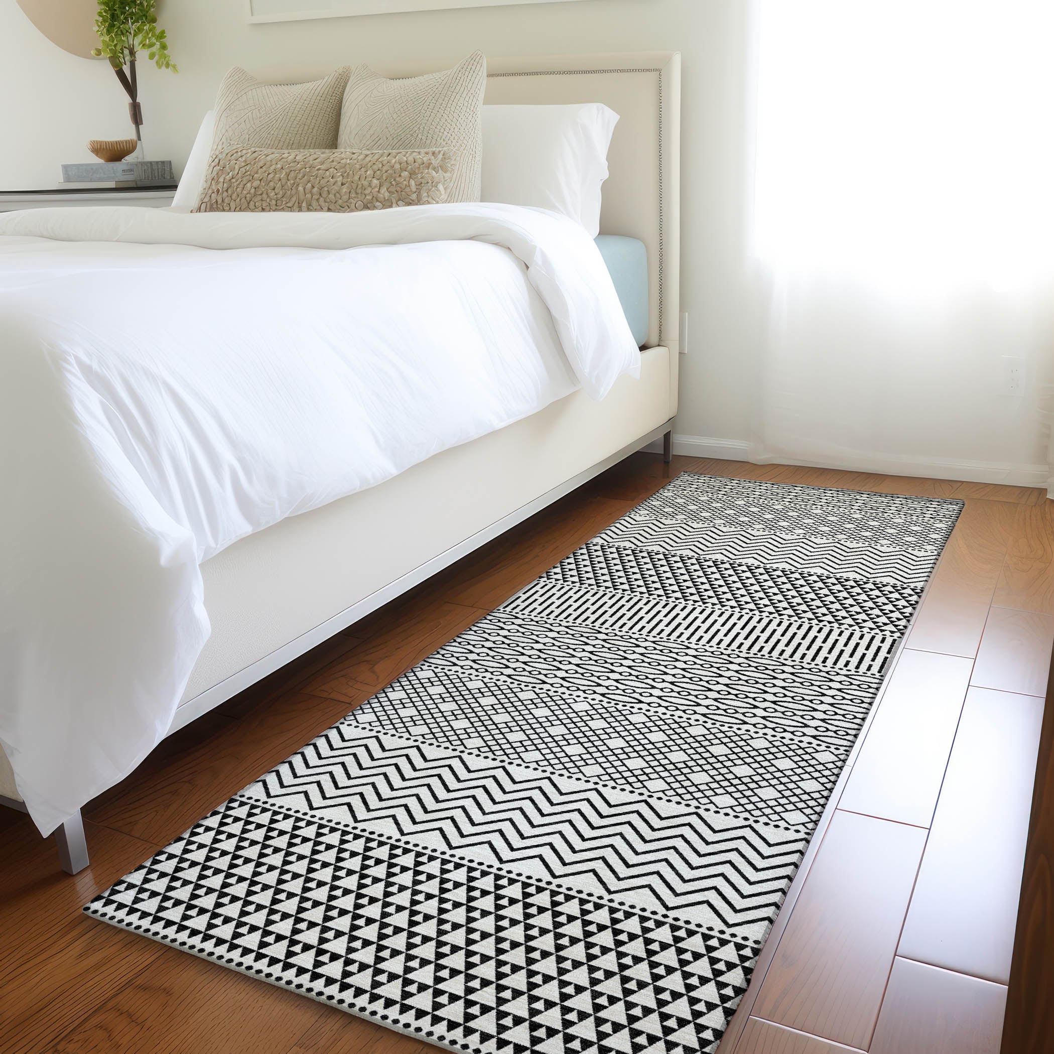 Florence Machine Washable Transitional White Ivory Rug 2'3" x 7'6" #shape_Runner