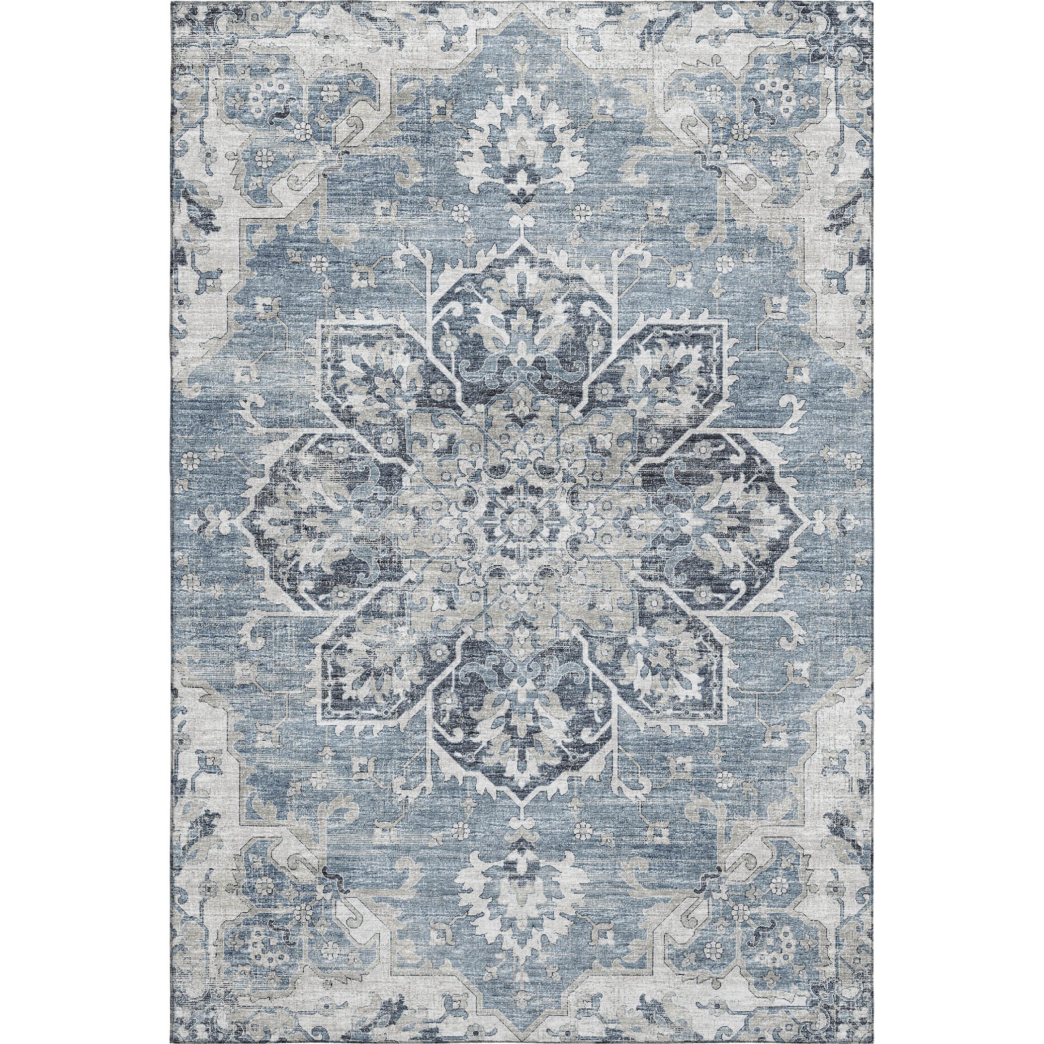 Athens Machine Washable Traditional Blue Rug 2'6" x 3'10" #shape_Rectangle
