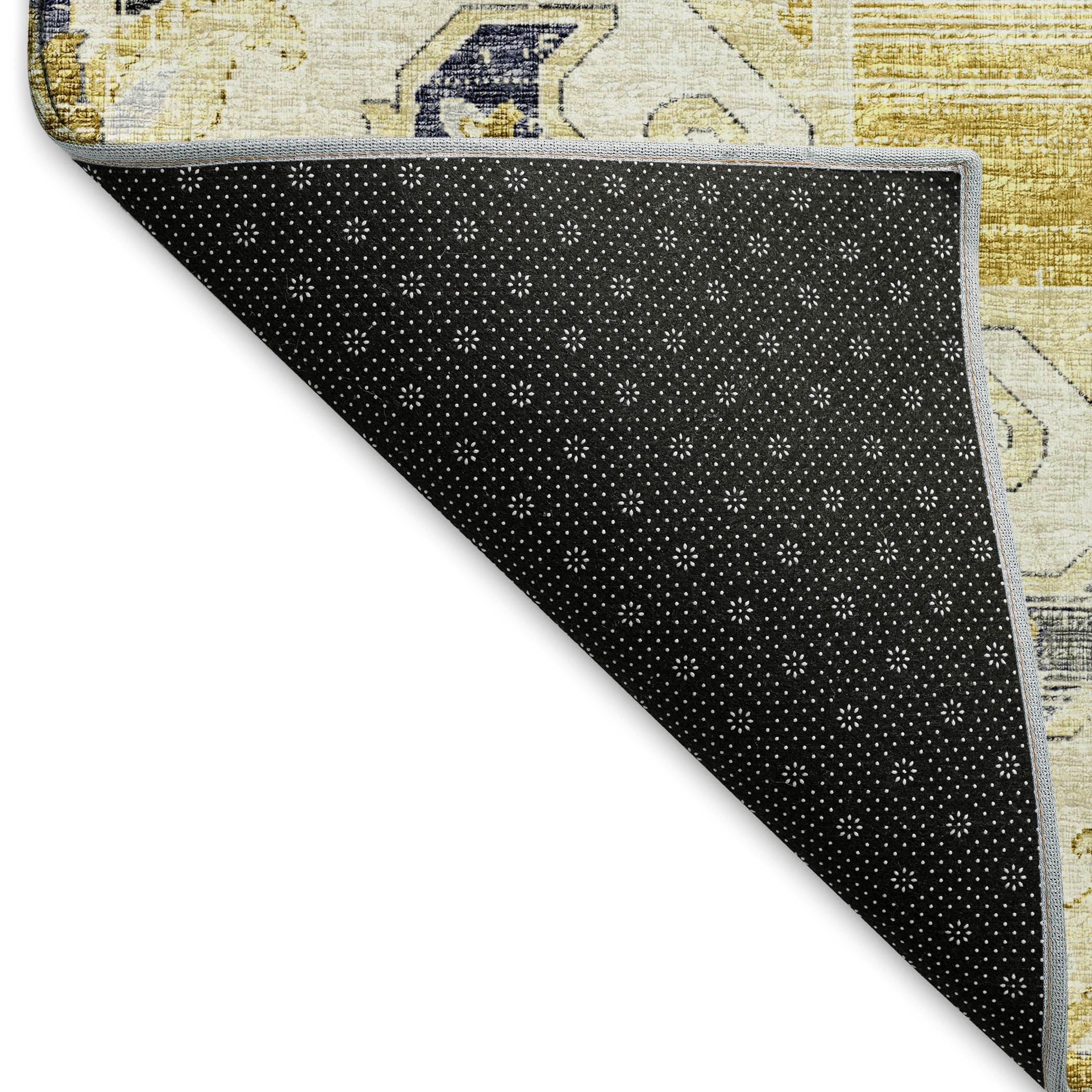 Athens Machine Washable Traditional Gilded Yellow Rug 1'8" x 2'6" #shape_Rectangle