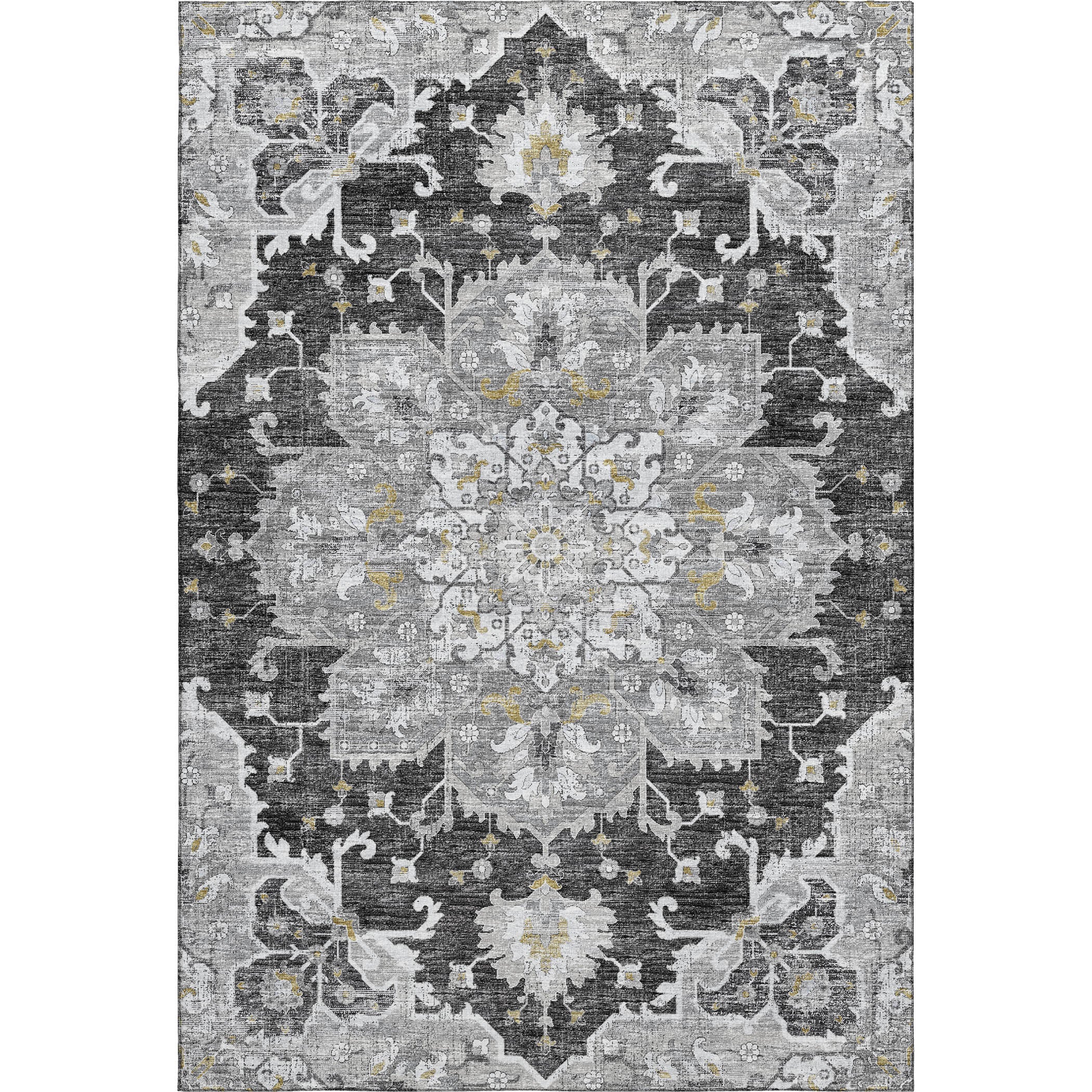 Athens Machine Washable Traditional Shadow Gray Rug 2'6" x 3'10" #shape_Rectangle