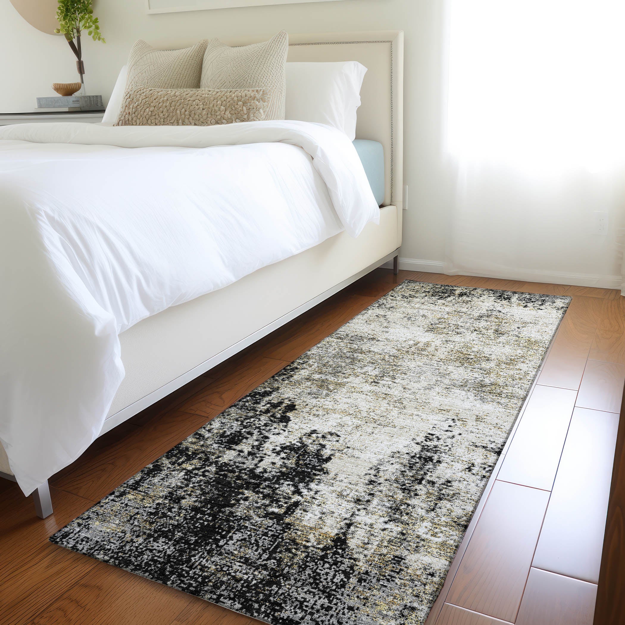 Bogota Machine Washable Transitional Black Rug 2'3" x 7'6" #shape_Runner