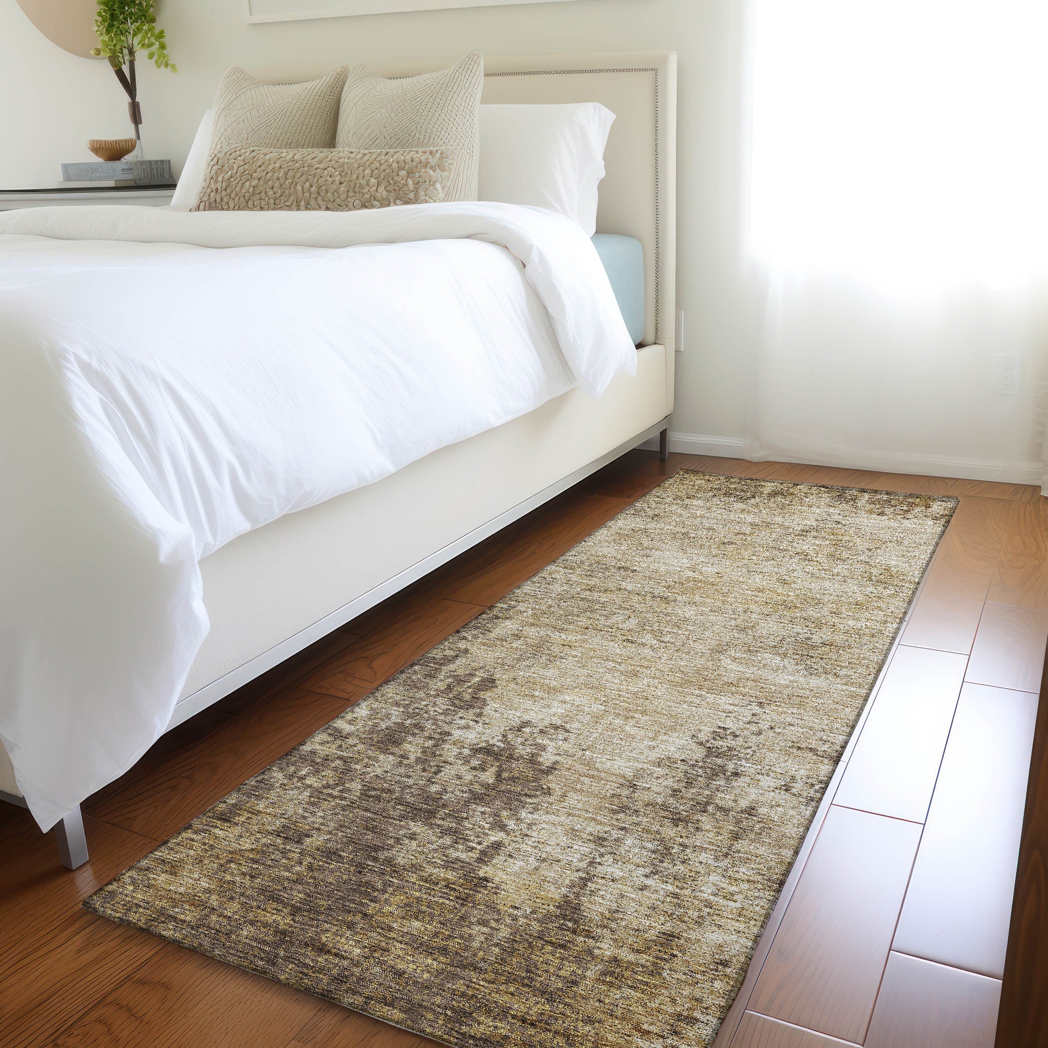 Bogota Machine Washable Transitional Brown Rug 2'3" x 7'6" #shape_Runner