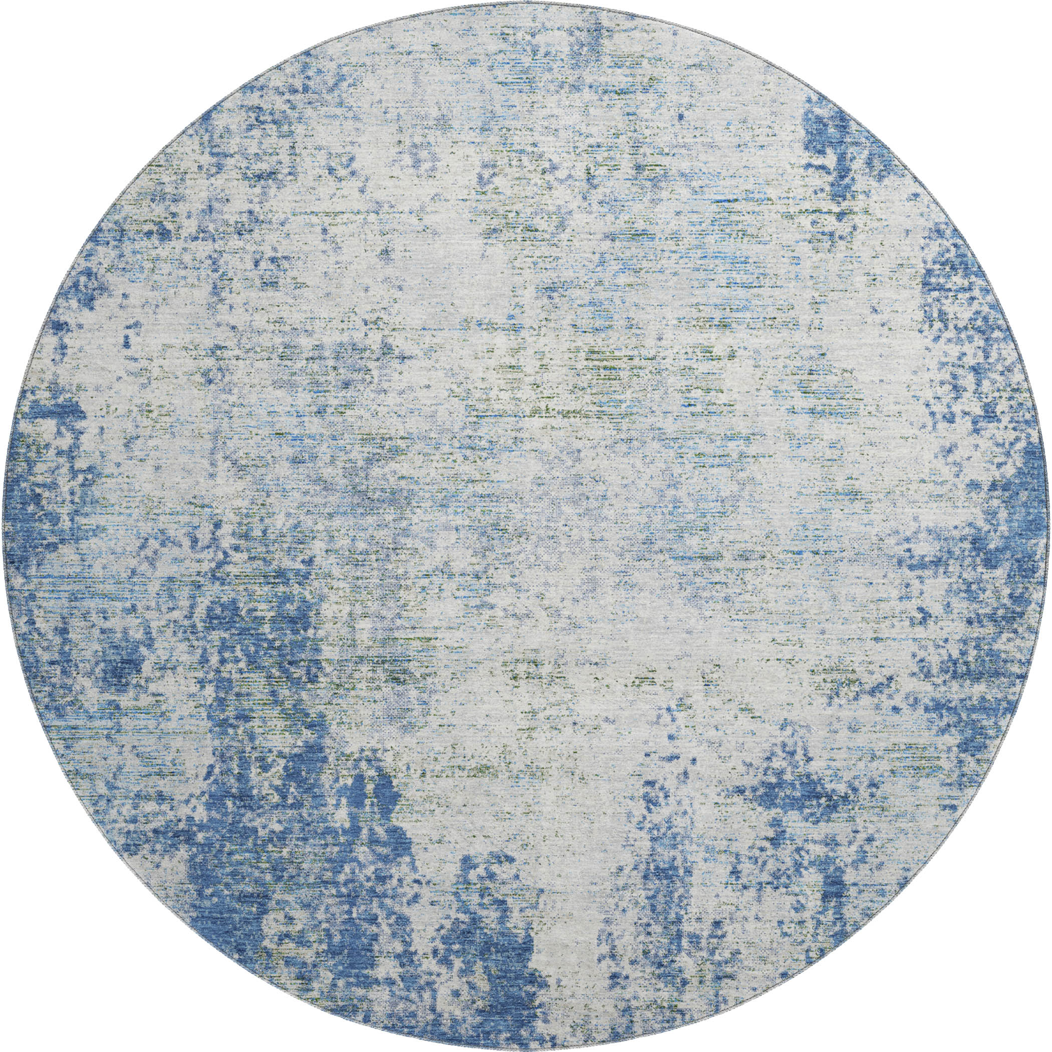 Bogota Machine Washable Transitional Denim Blue Rug 8' x 8' #shape_Round