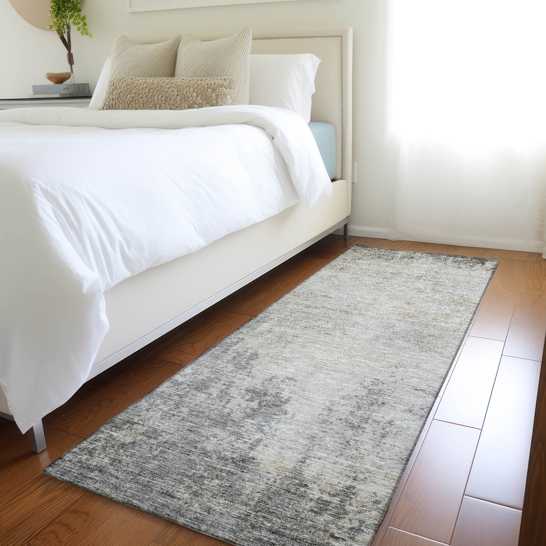 Bogota Machine Washable Transitional Gray Rug 2'3" x 7'6" #shape_Runner