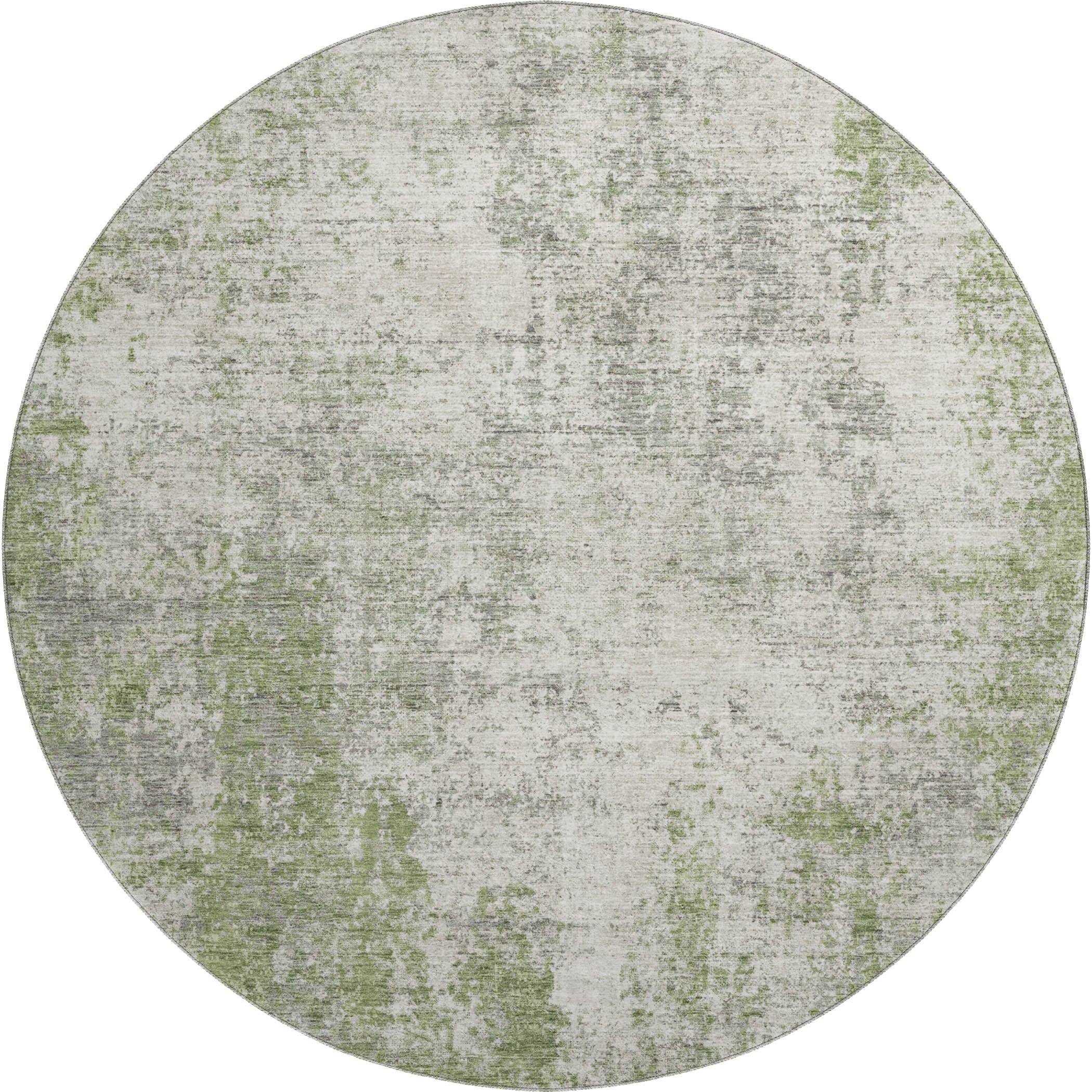 Bogota Machine Washable Transitional Green Rug 8' x 8' #shape_Round