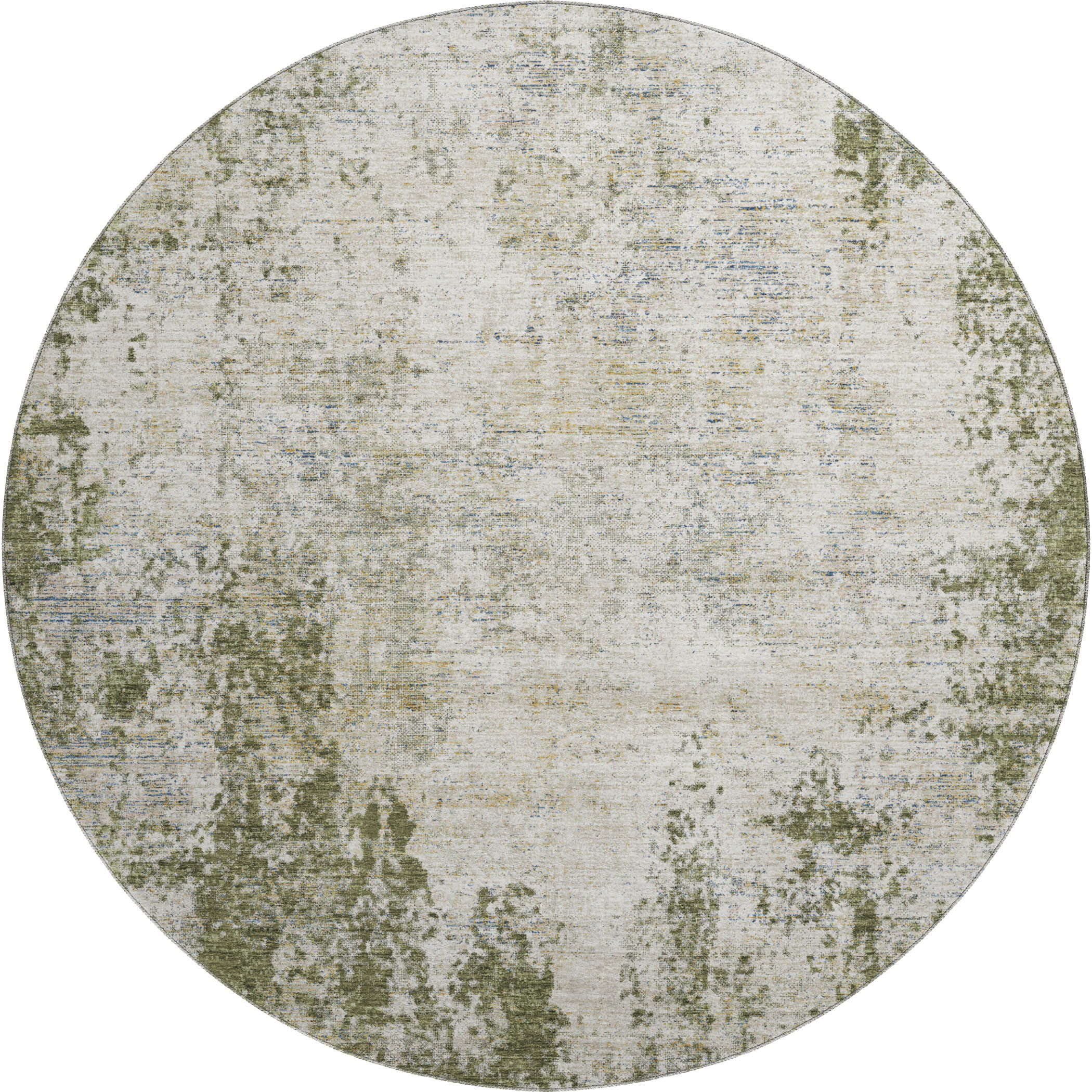 Bogota Machine Washable Transitional Olive Green Rug 8' x 8' #shape_Round