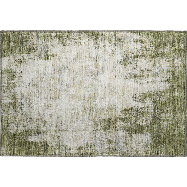 Bogota Machine Washable Transitional Olive Green Rug 1'8" x 2'6"