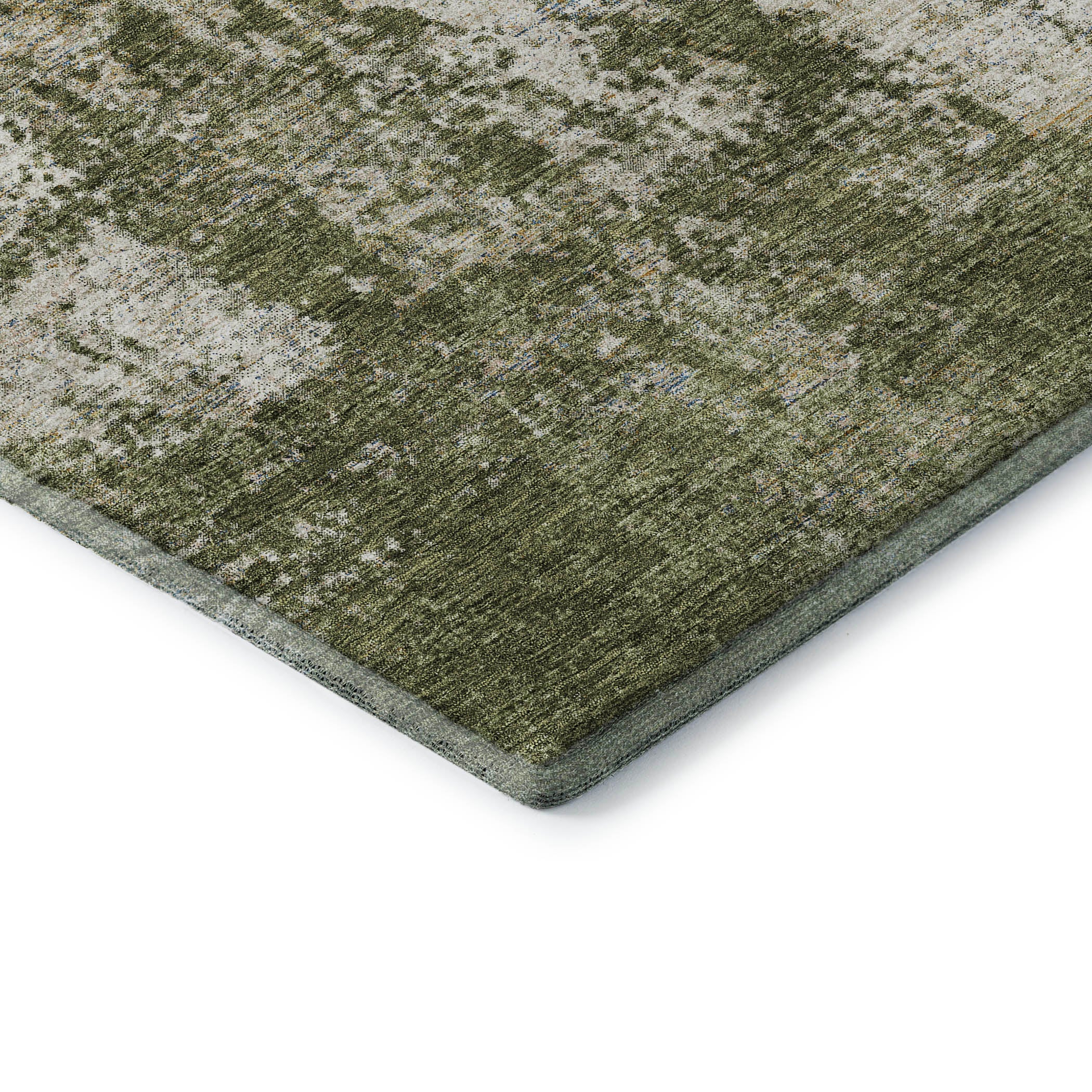 Bogota Machine Washable Transitional Olive Green Rug 1'8" x 2'6" #shape_Rectangle