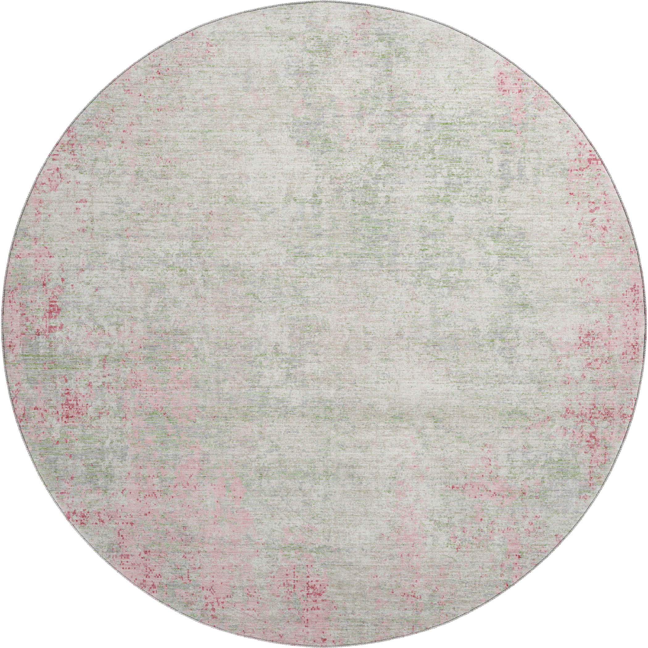 Bogota Machine Washable Transitional Pink Rug 8' x 8' #shape_Round
