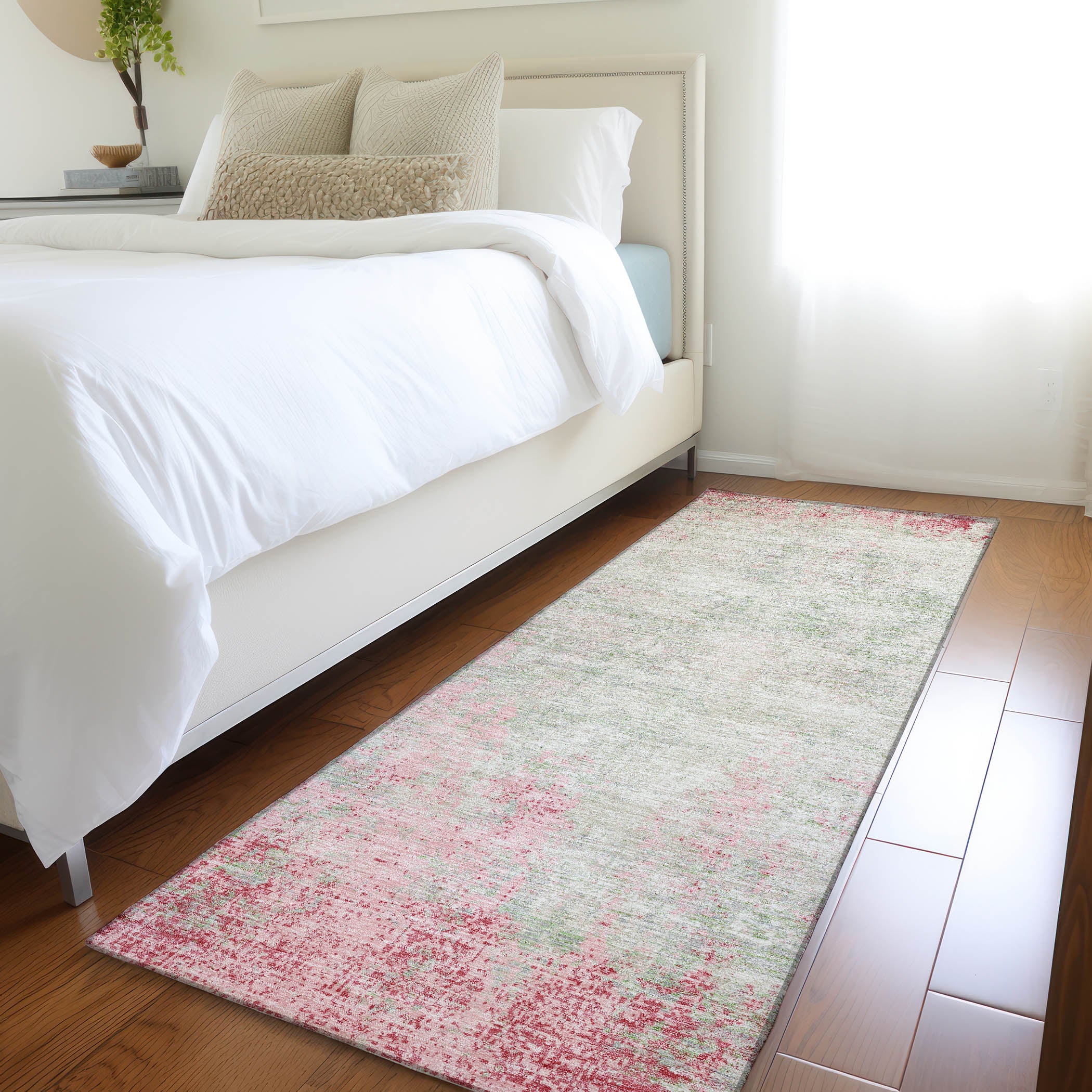 Bogota Machine Washable Transitional Pink Rug 2'3" x 7'6" #shape_Runner