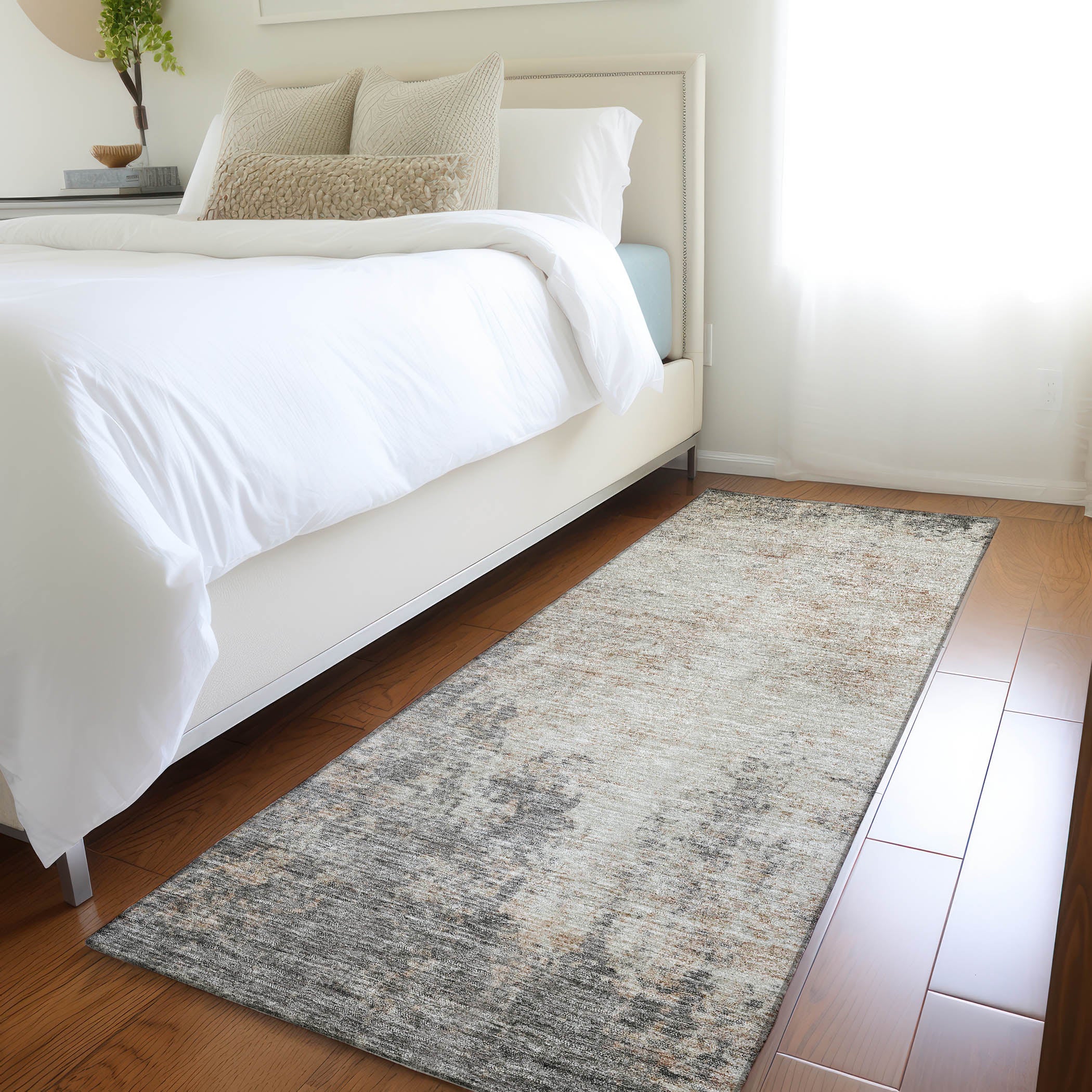 Bogota Machine Washable Transitional Taupe Brown Rug 2'3" x 7'6" #shape_Runner
