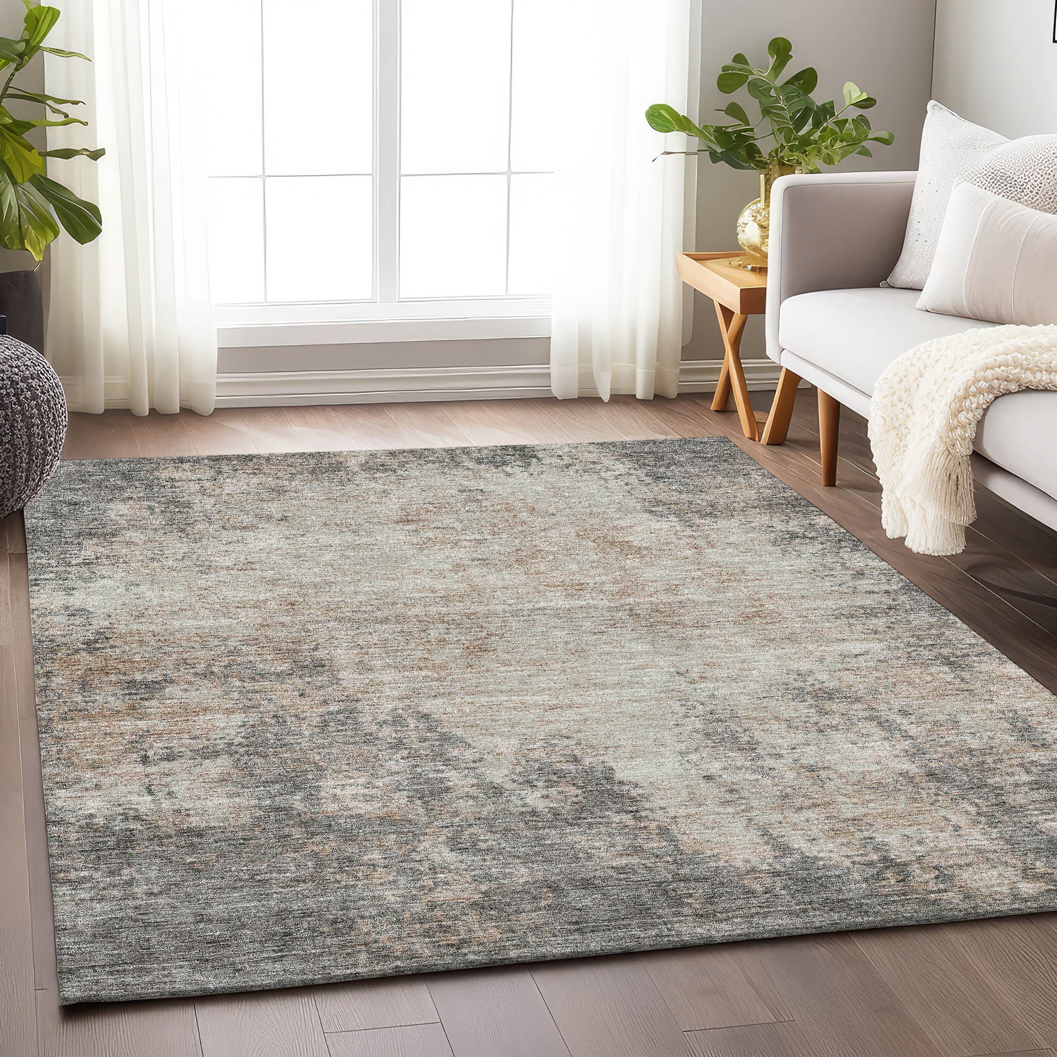 Bogota Machine Washable Transitional Taupe Brown Rug 2'6" x 3'10" #shape_Rectangle