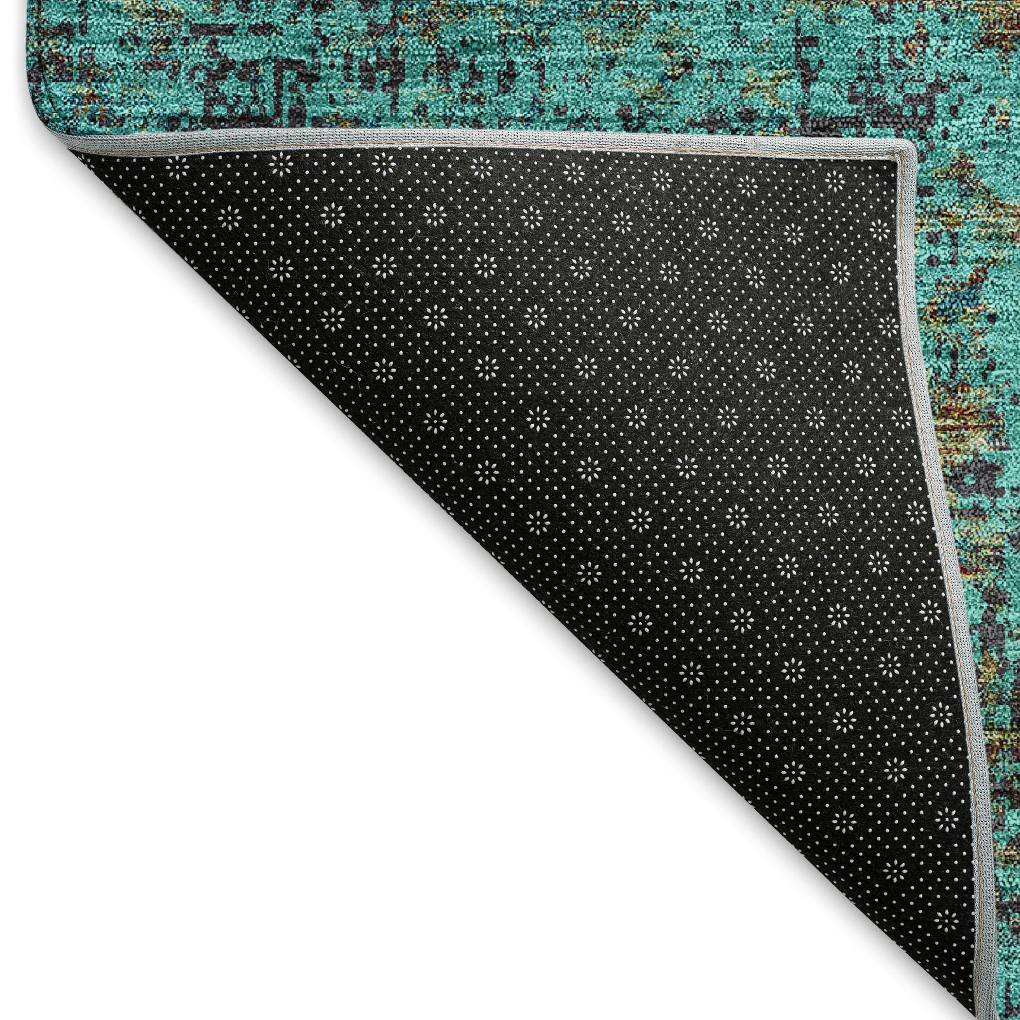 Bogota Machine Washable Transitional Teal Rug 1'8" x 2'6" #shape_Rectangle