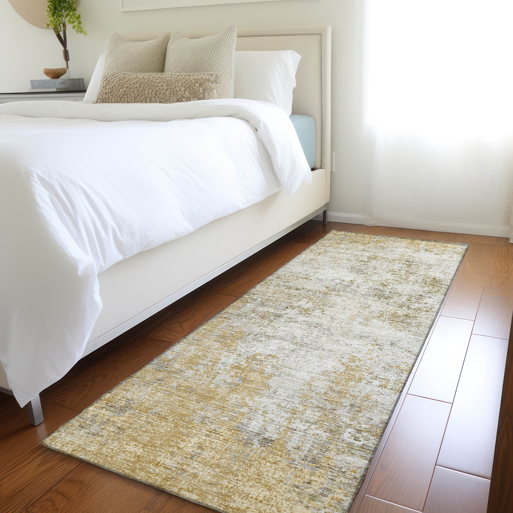 Bogota Machine Washable Transitional Wheat Gold Rug 2'3" x 7'6" #shape_Runner