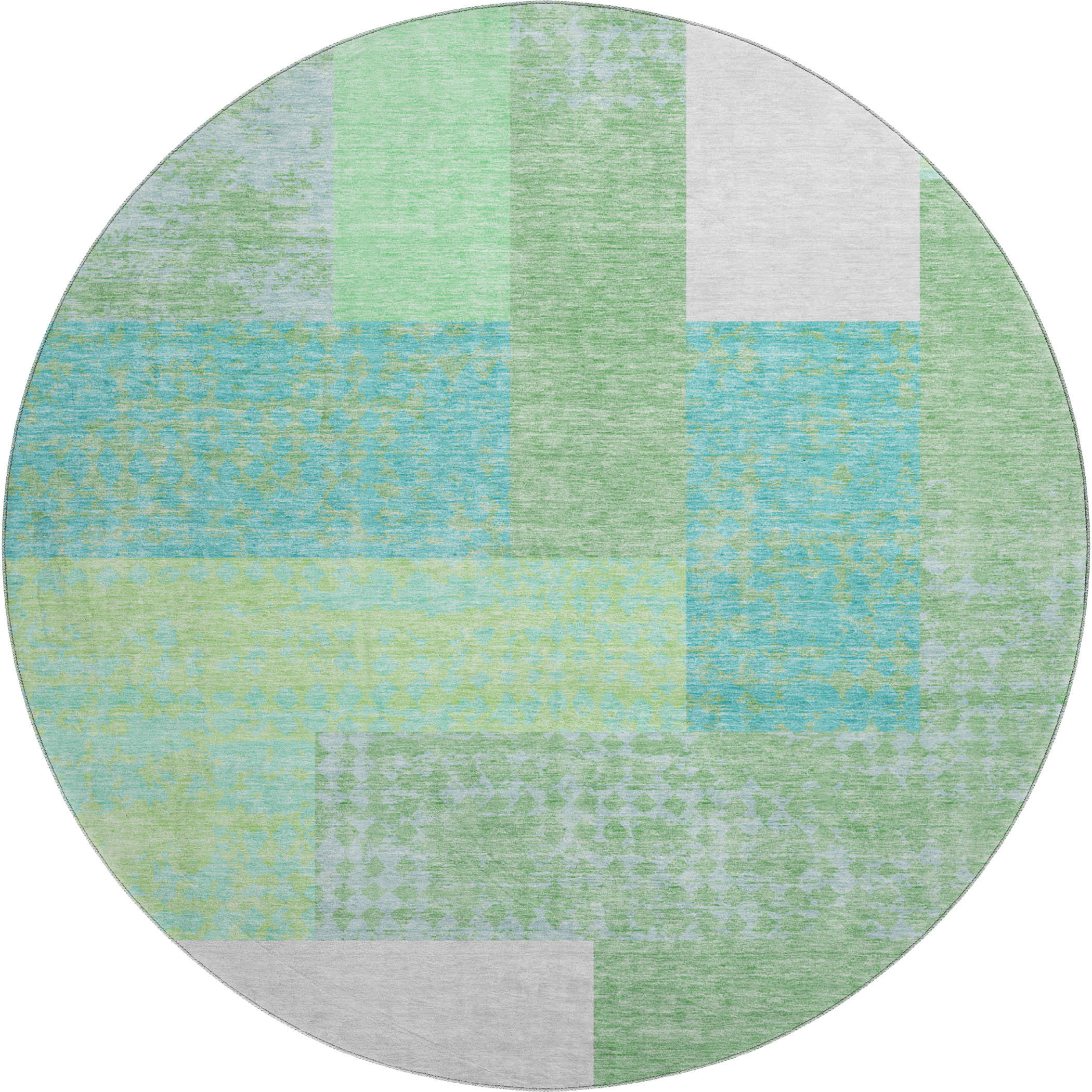 Nairobi Machine Washable Transitional Aloe Green Rug 8' x 8' #shape_Round