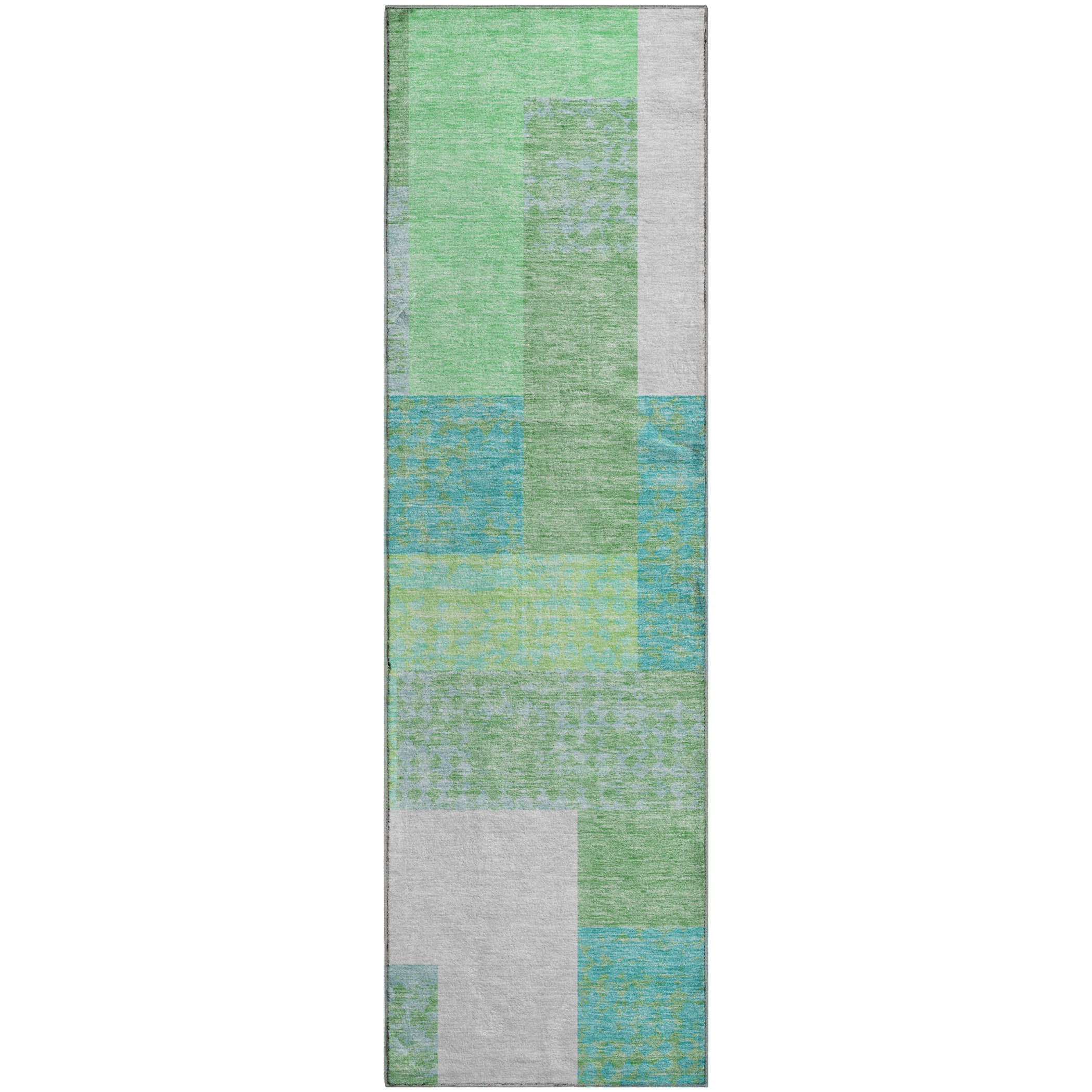 Nairobi Machine Washable Transitional Aloe Green Rug 2'3" x 7'6" #shape_Runner