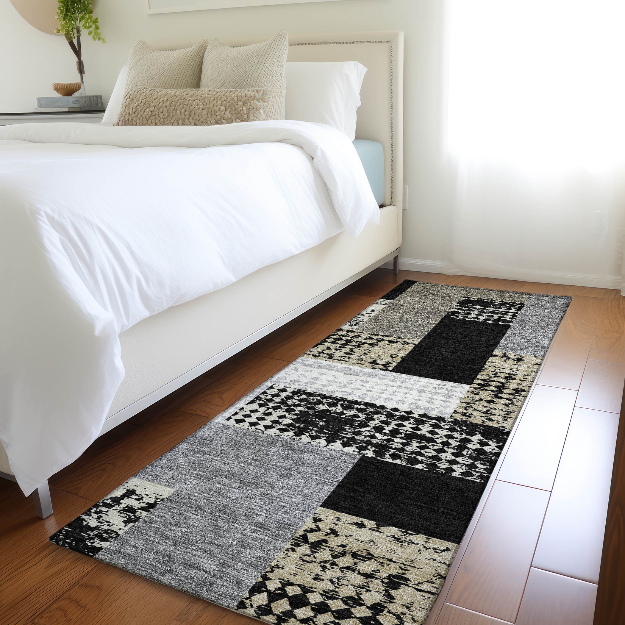 Nairobi Machine Washable Transitional Black Rug 2'3" x 7'6" #shape_Runner
