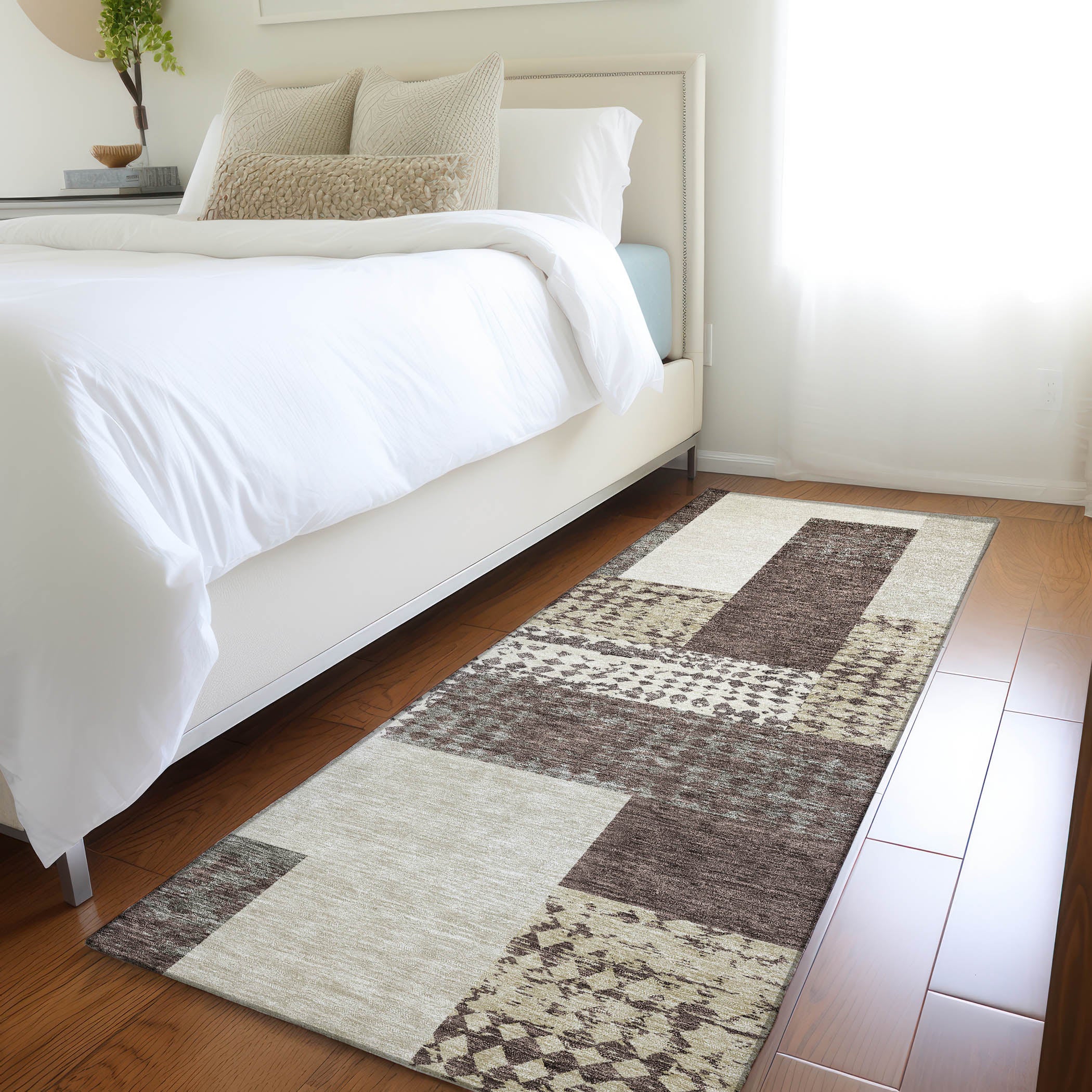 Nairobi Machine Washable Transitional Brown Rug 2'3" x 7'6" #shape_Runner