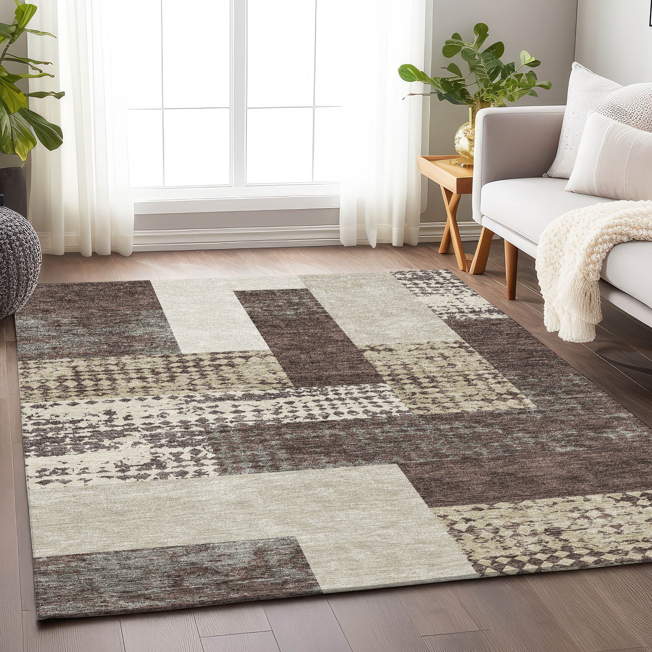 Nairobi Machine Washable Transitional Brown Rug 2'6" x 3'10" #shape_Rectangle