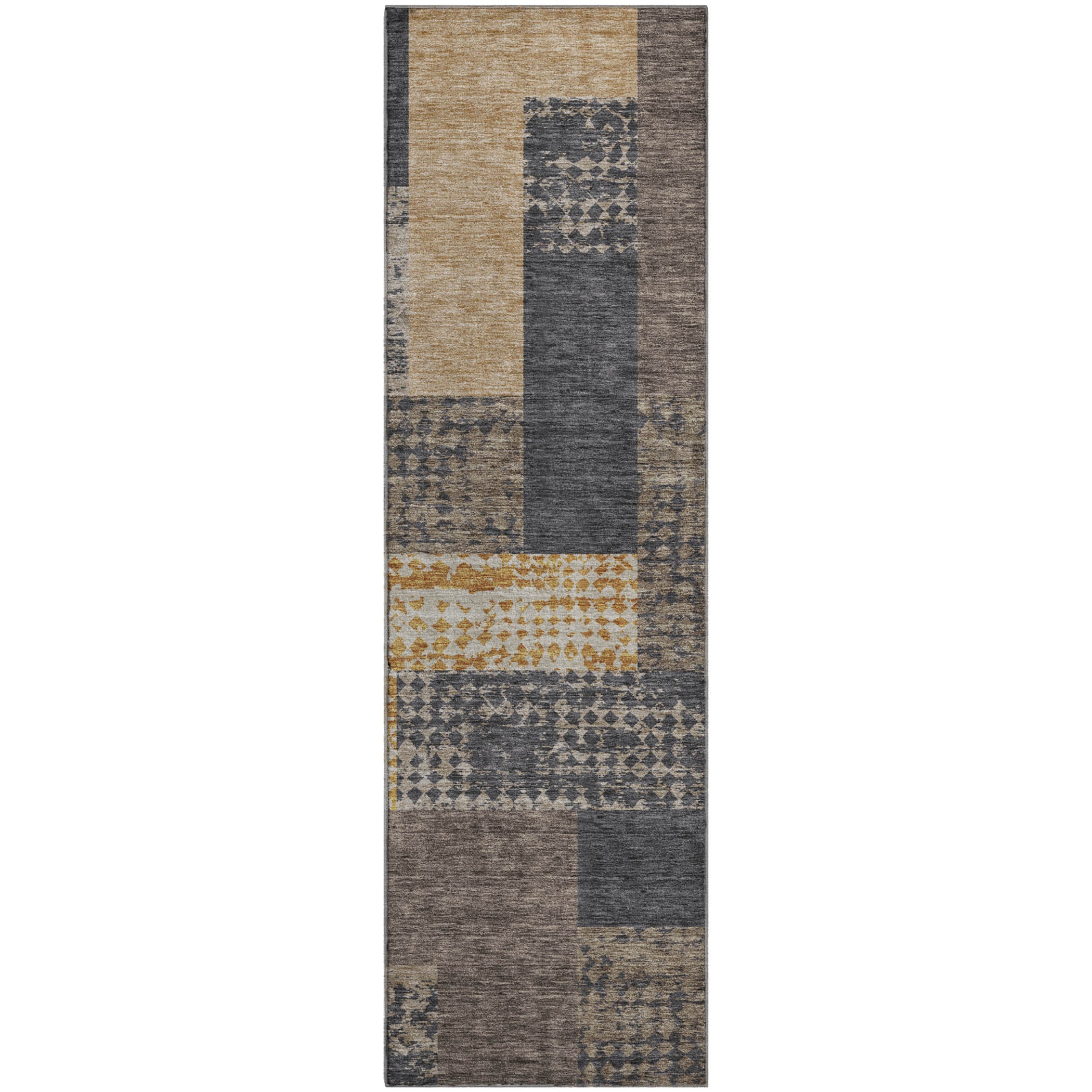 Nairobi Machine Washable Transitional Coffee Brown Rug 2'3" x 7'6" #shape_Runner