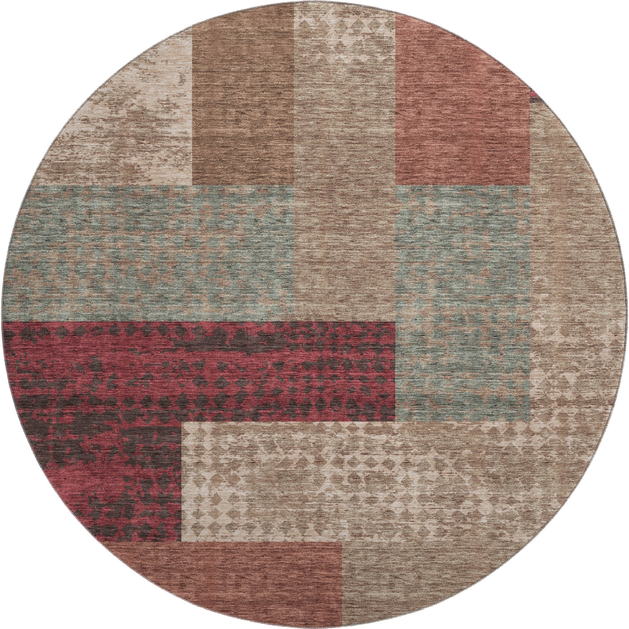 Nairobi Machine Washable Transitional Mocha Brown Rug 8' x 8' #shape_Round