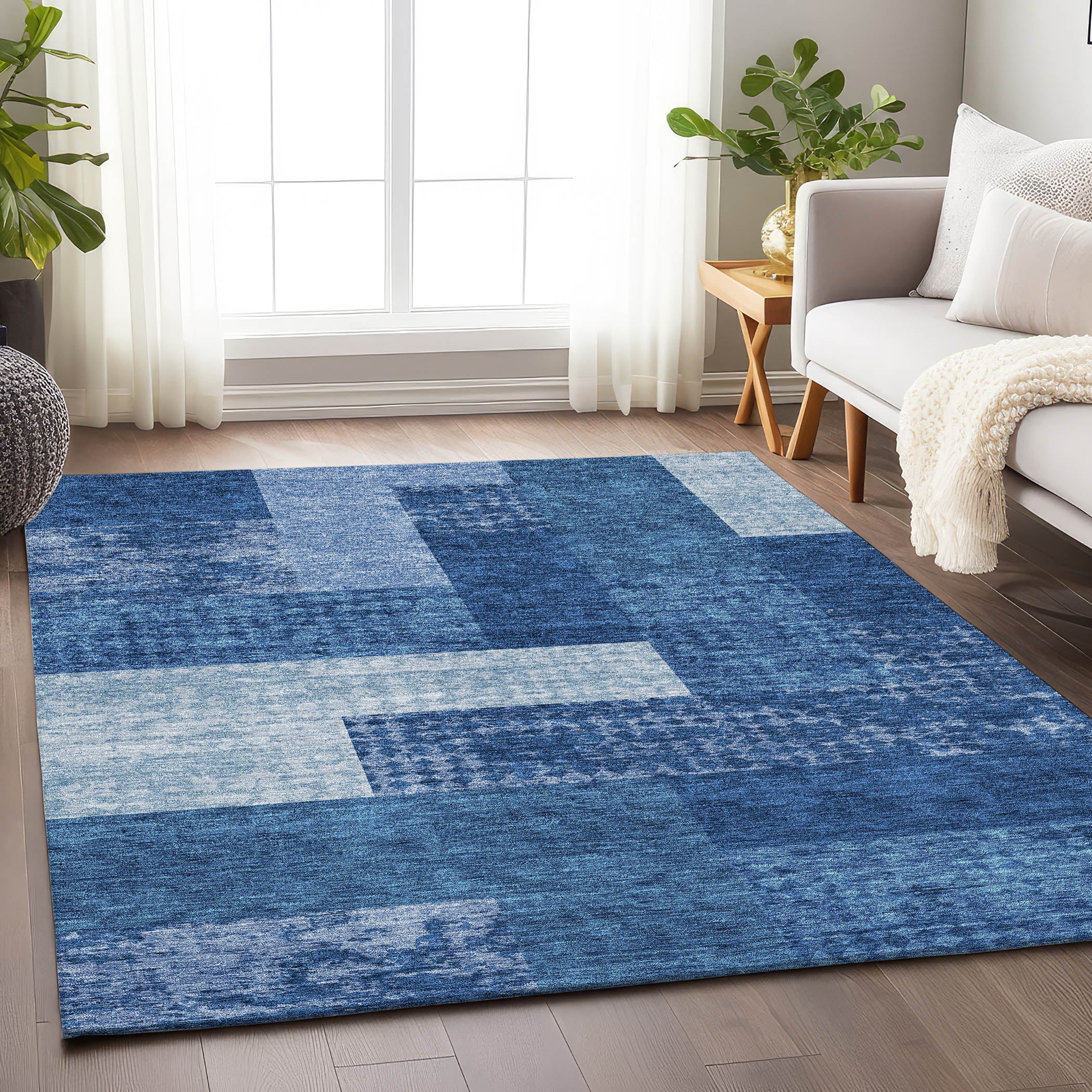 Nairobi Machine Washable Transitional Navy Blue Rug 2'6" x 3'10" #shape_Rectangle