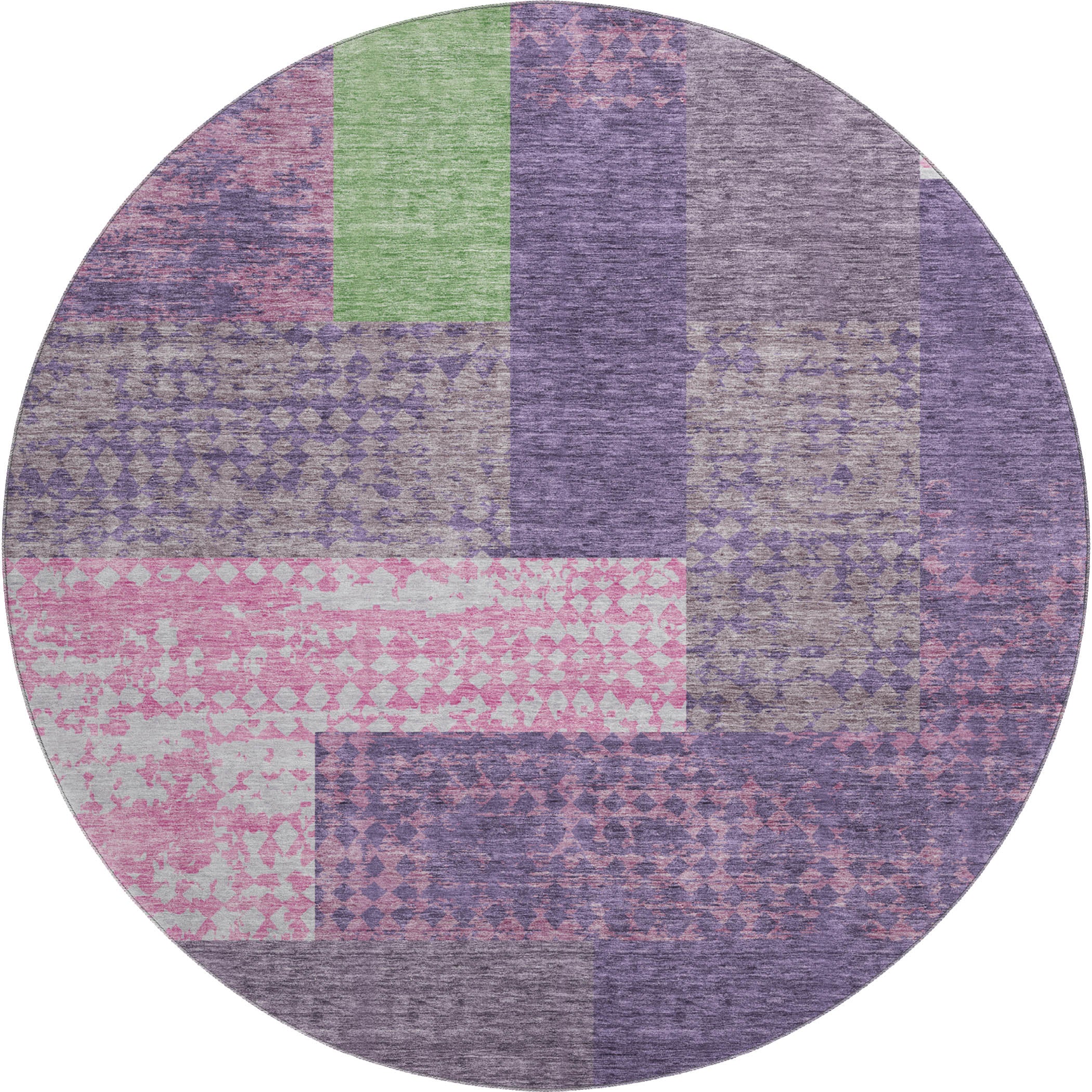 Nairobi Machine Washable Transitional Purple Rug 8' x 8' #shape_Round