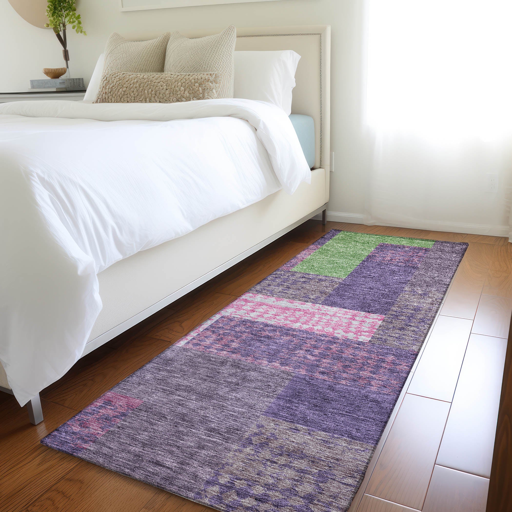 Nairobi Machine Washable Transitional Purple Rug 2'3" x 7'6" #shape_Runner