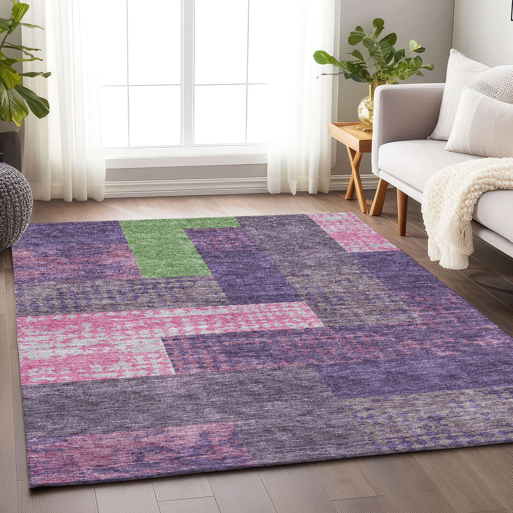 Nairobi Machine Washable Transitional Purple Rug 2'6" x 3'10" #shape_Rectangle