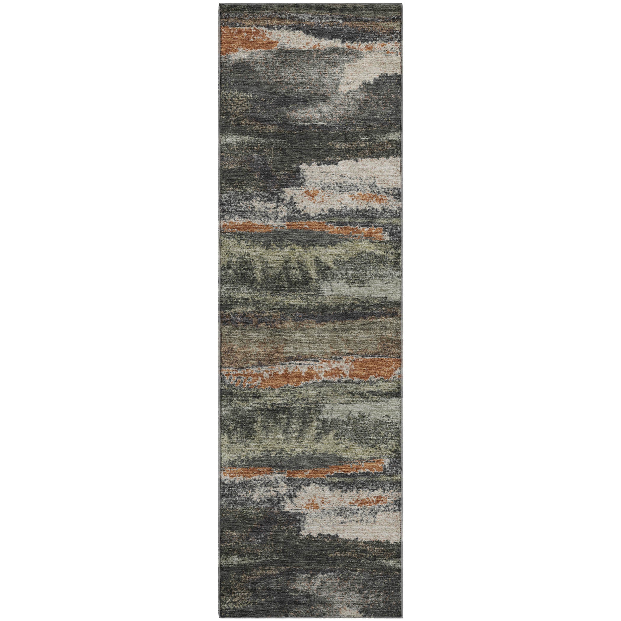 Baku Machine Washable Transitional Charcoal Gray Rug 2'3" x 7'6" #shape_Runner