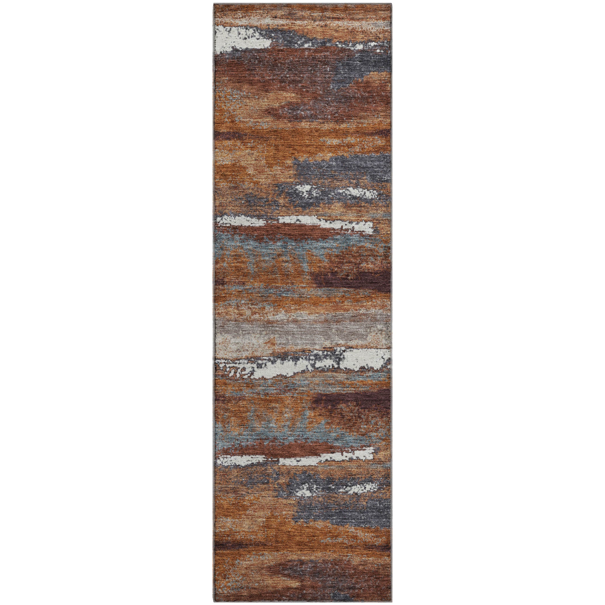 Baku Machine Washable Transitional Copper Orange Rug 2'3" x 7'6" #shape_Runner