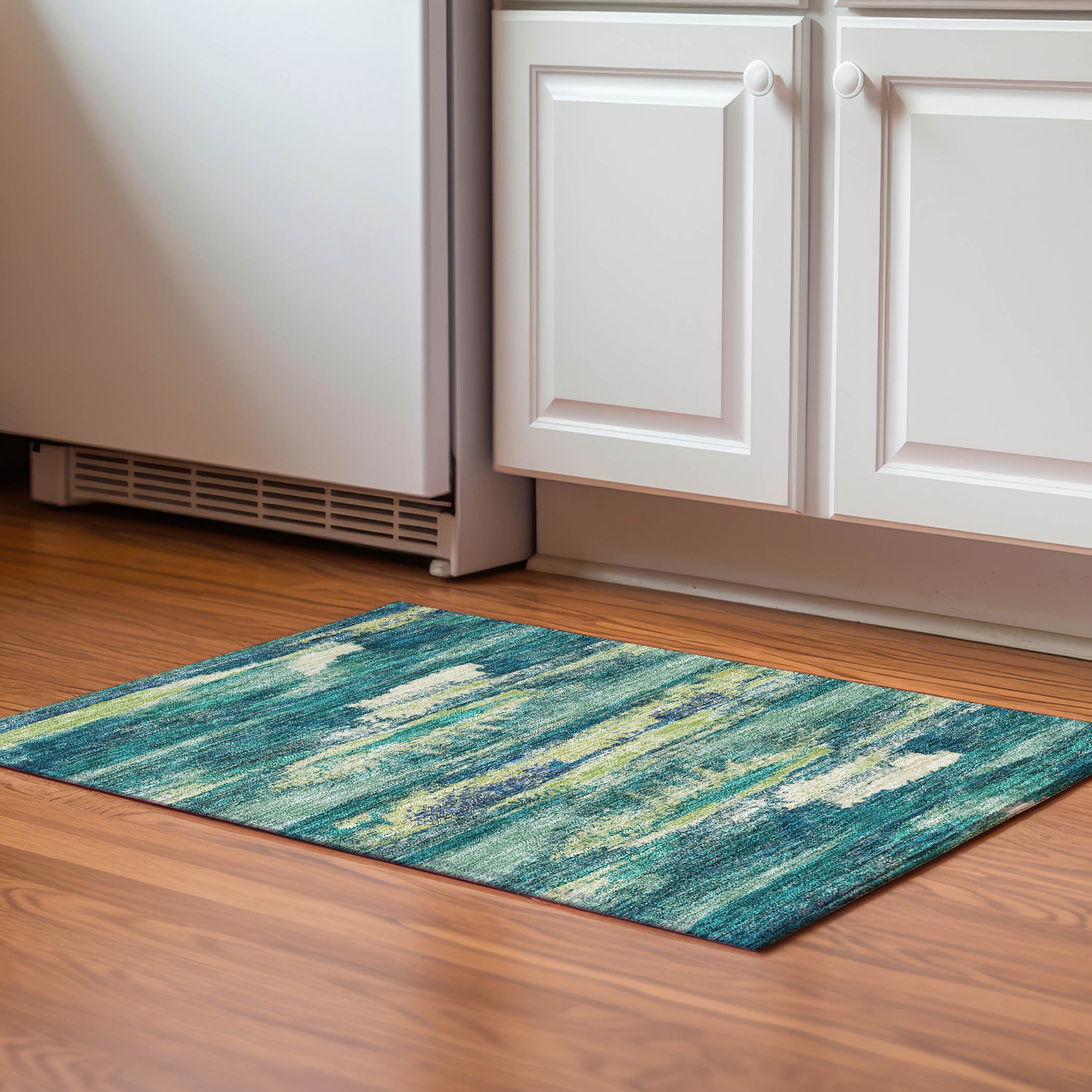 Baku Machine Washable Transitional Emerald Green Rug 1'8" x 2'6" #shape_Rectangle