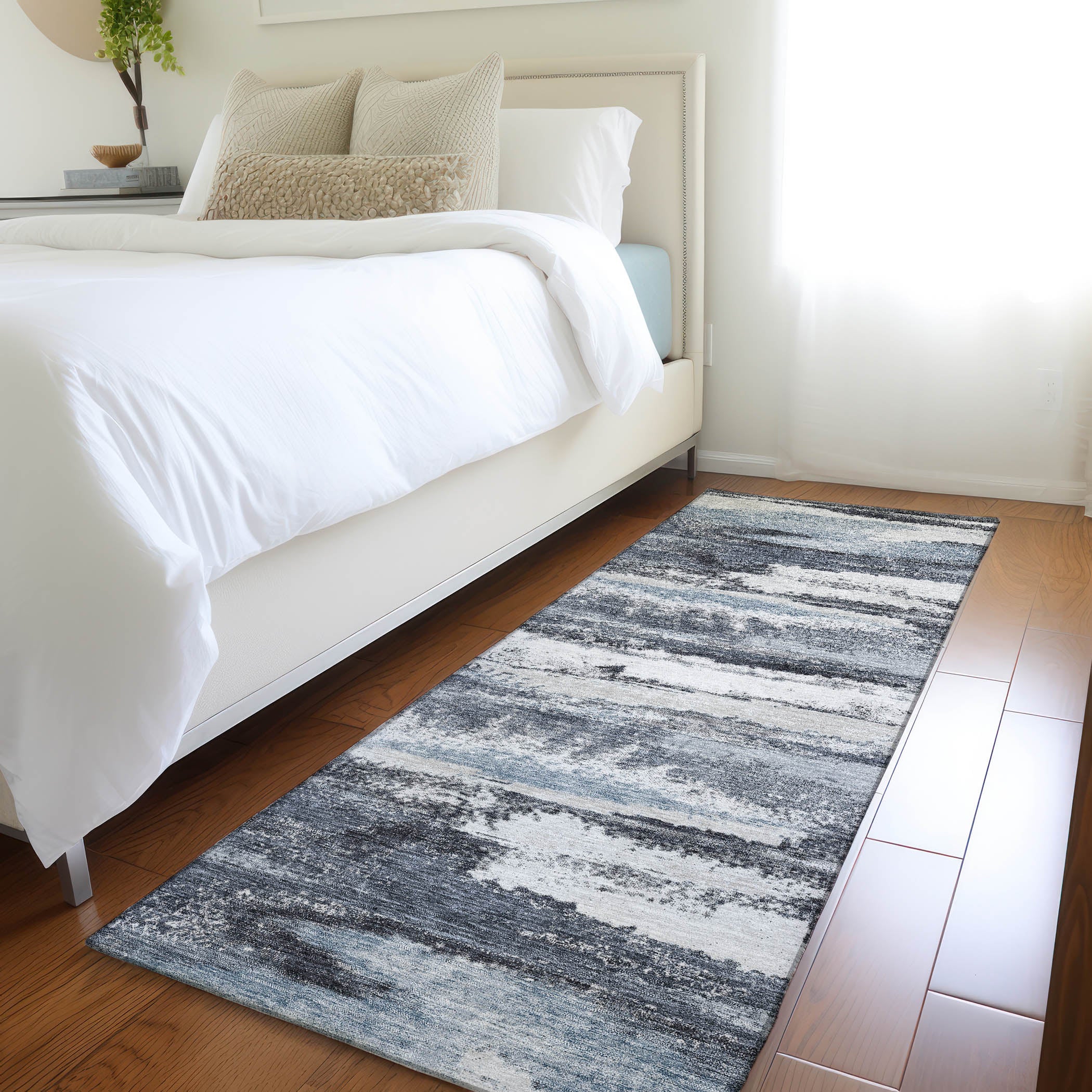 Baku Machine Washable Transitional Gray Rug 2'3" x 7'6" #shape_Runner
