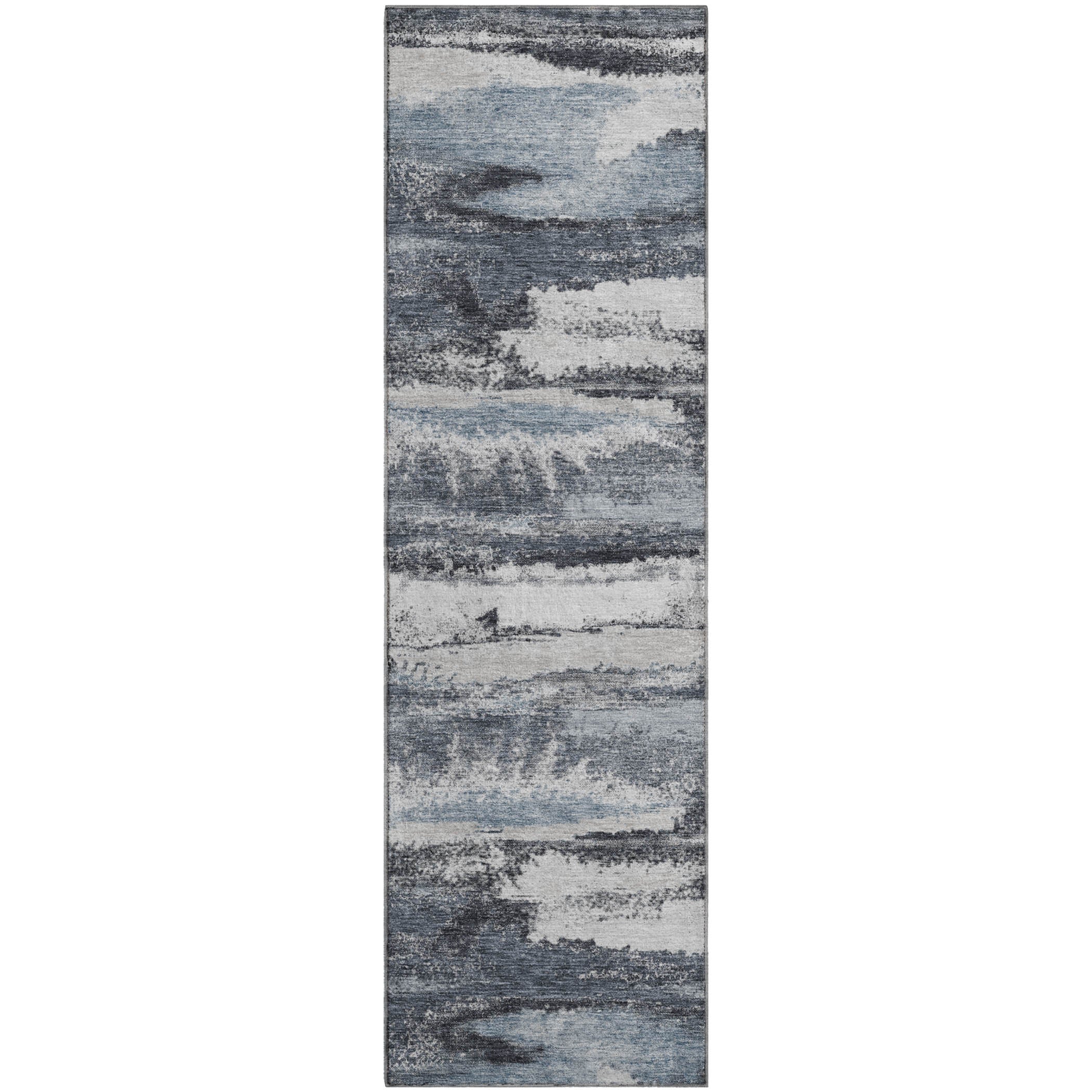 Baku Machine Washable Transitional Gray Rug 2'3" x 7'6" #shape_Runner