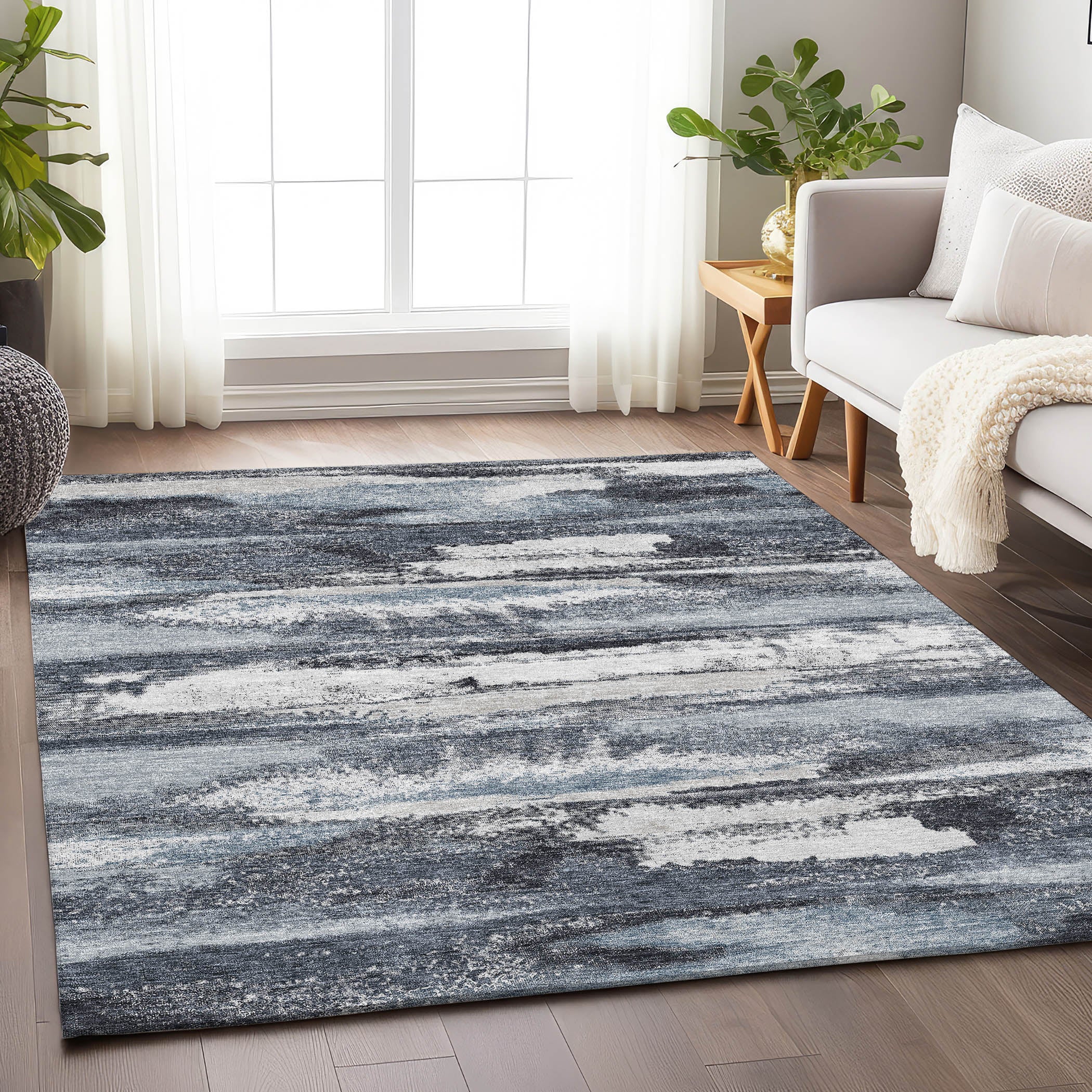 Baku Machine Washable Transitional Gray Rug 2'6" x 3'10" #shape_Rectangle