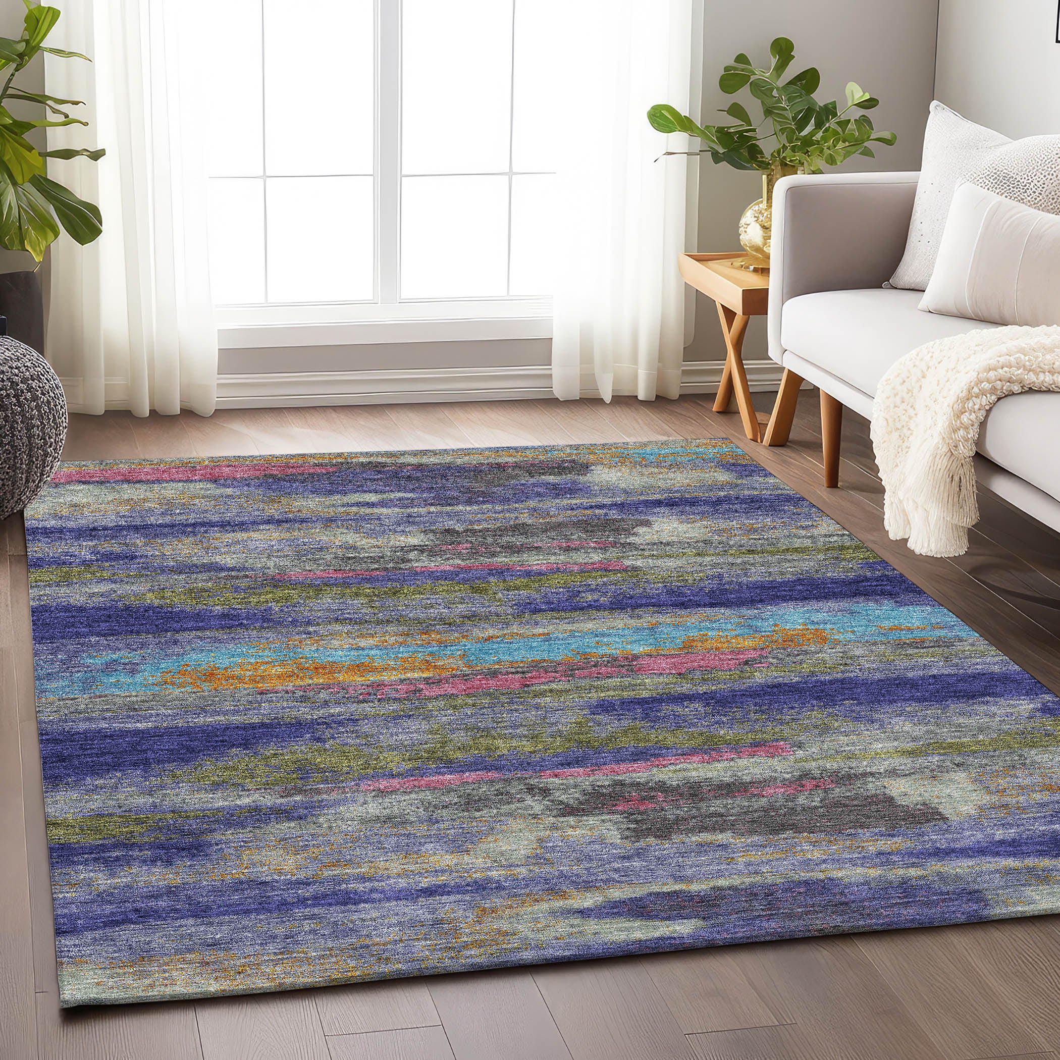 Baku Machine Washable Transitional Lavender Purple Rug 2'6" x 3'10" #shape_Rectangle
