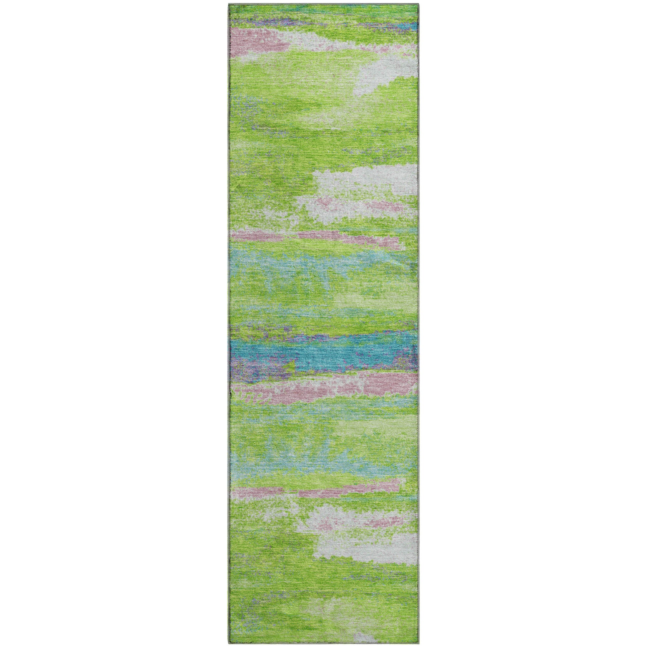 Baku Machine Washable Transitional Lime Green Rug 2'3" x 7'6" #shape_Runner