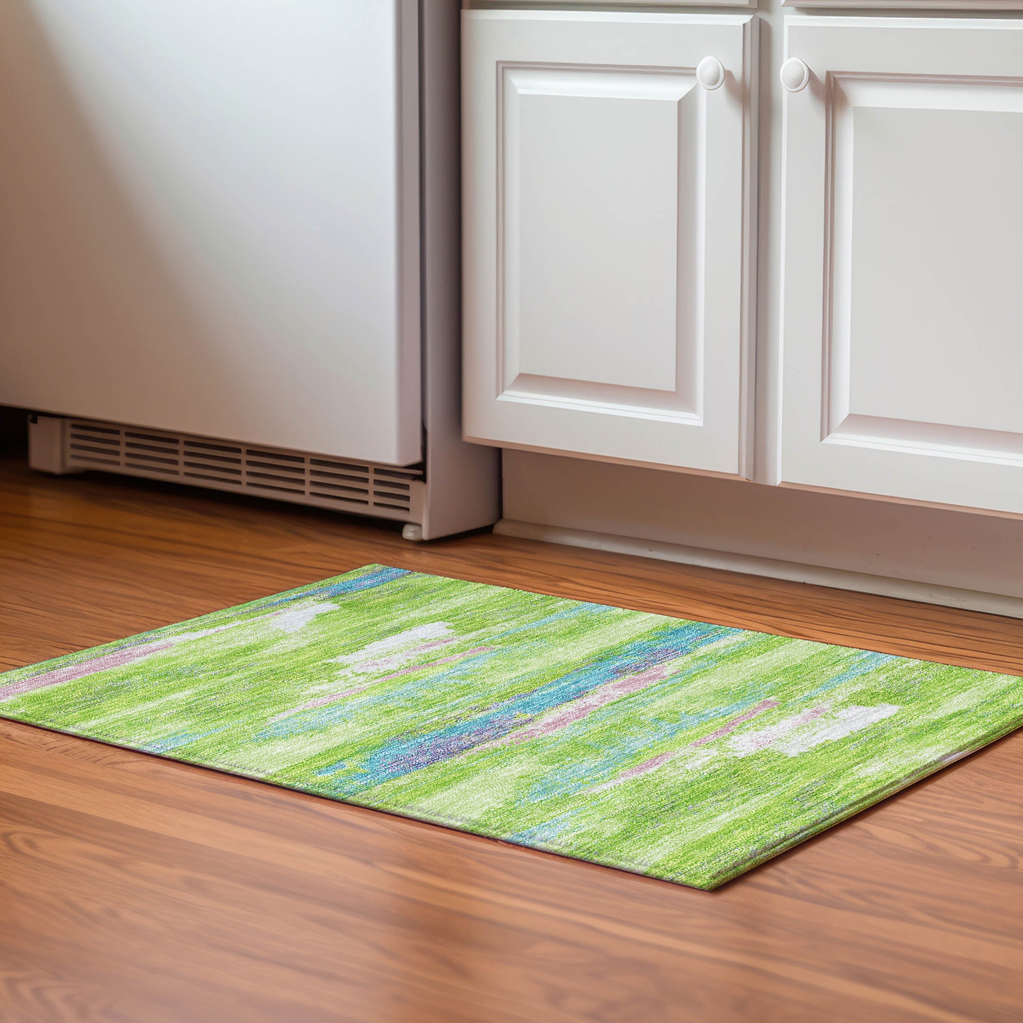 Baku Machine Washable Transitional Lime Green Rug 1'8" x 2'6" #shape_Rectangle