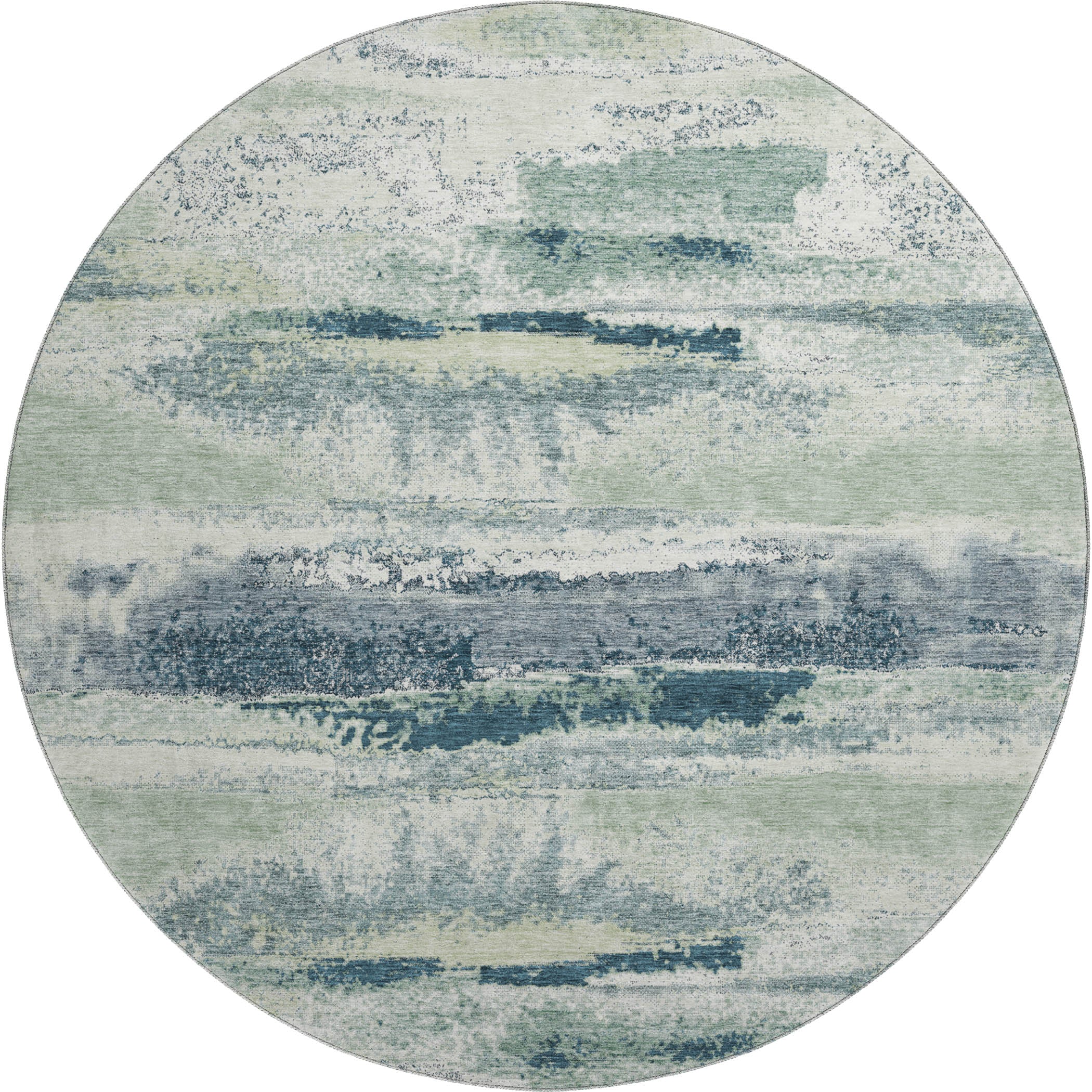 Baku Machine Washable Transitional Mint Green Rug 8' x 8' #shape_Round