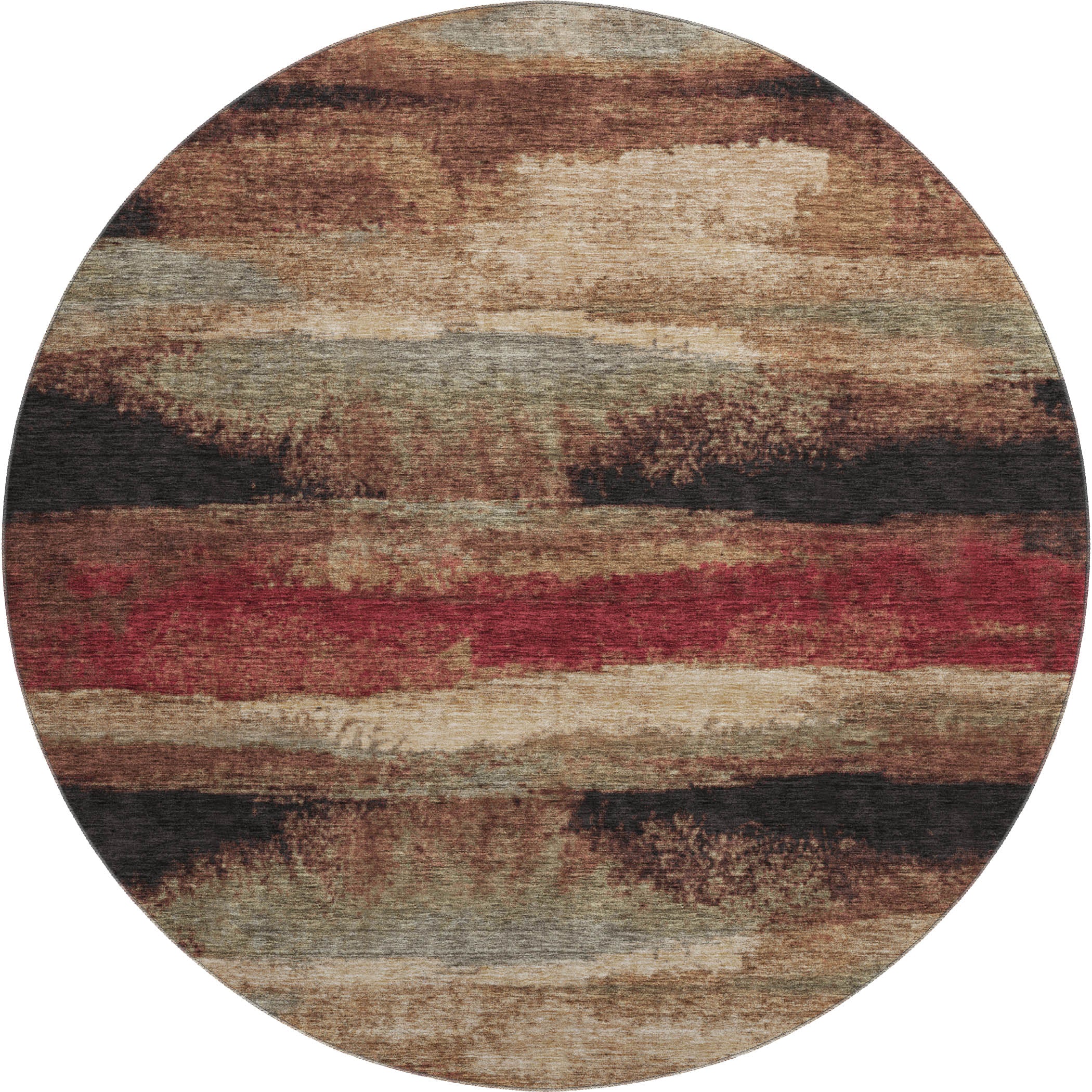 Baku Machine Washable Transitional Mocha Brown Rug 8' x 8' #shape_Round