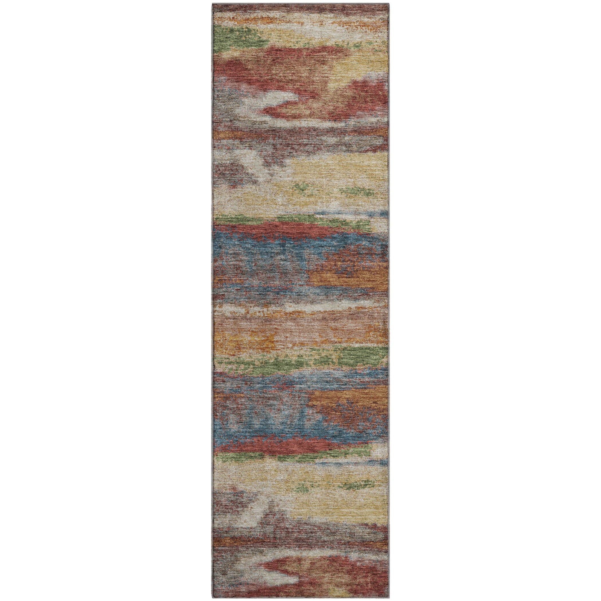Baku Machine Washable Transitional Paprika Orange Rug 2'3" x 7'6" #shape_Runner