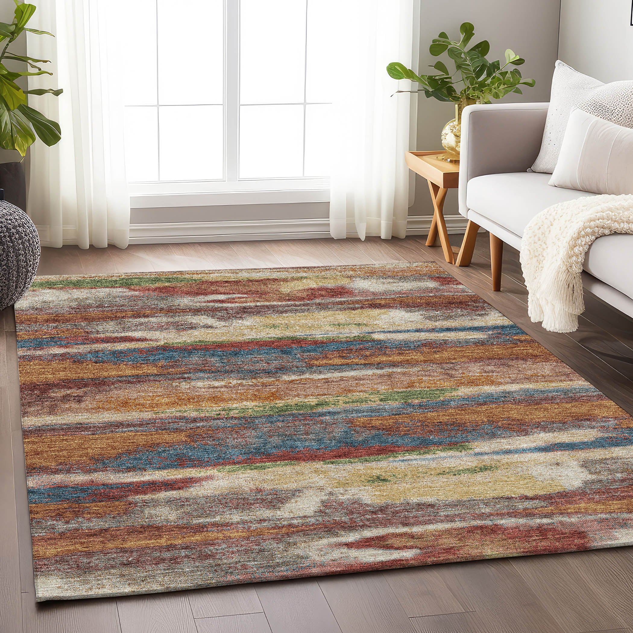 Baku Machine Washable Transitional Paprika Orange Rug 2'6" x 3'10" #shape_Rectangle