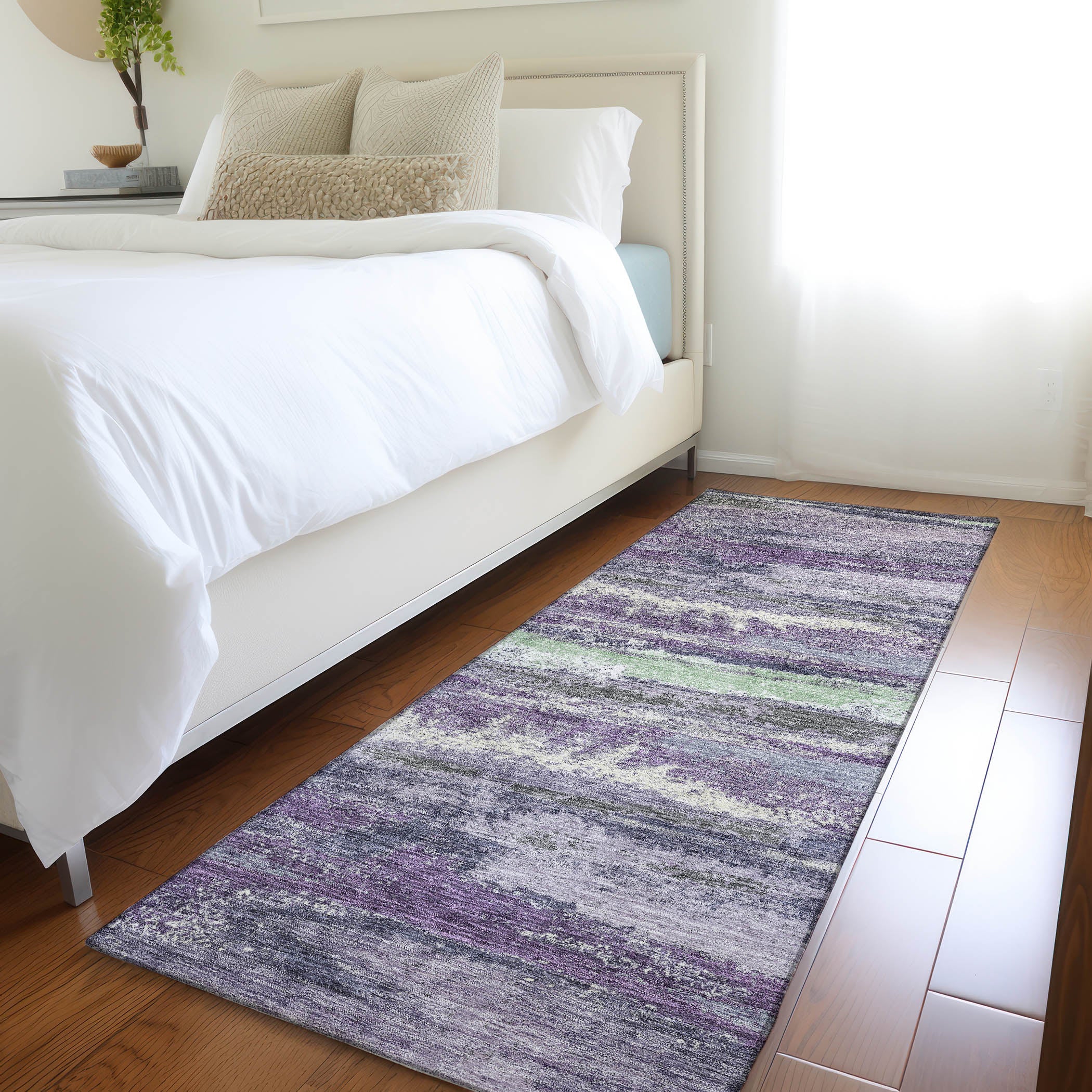 Baku Machine Washable Transitional Purple Rug 2'3" x 7'6" #shape_Runner