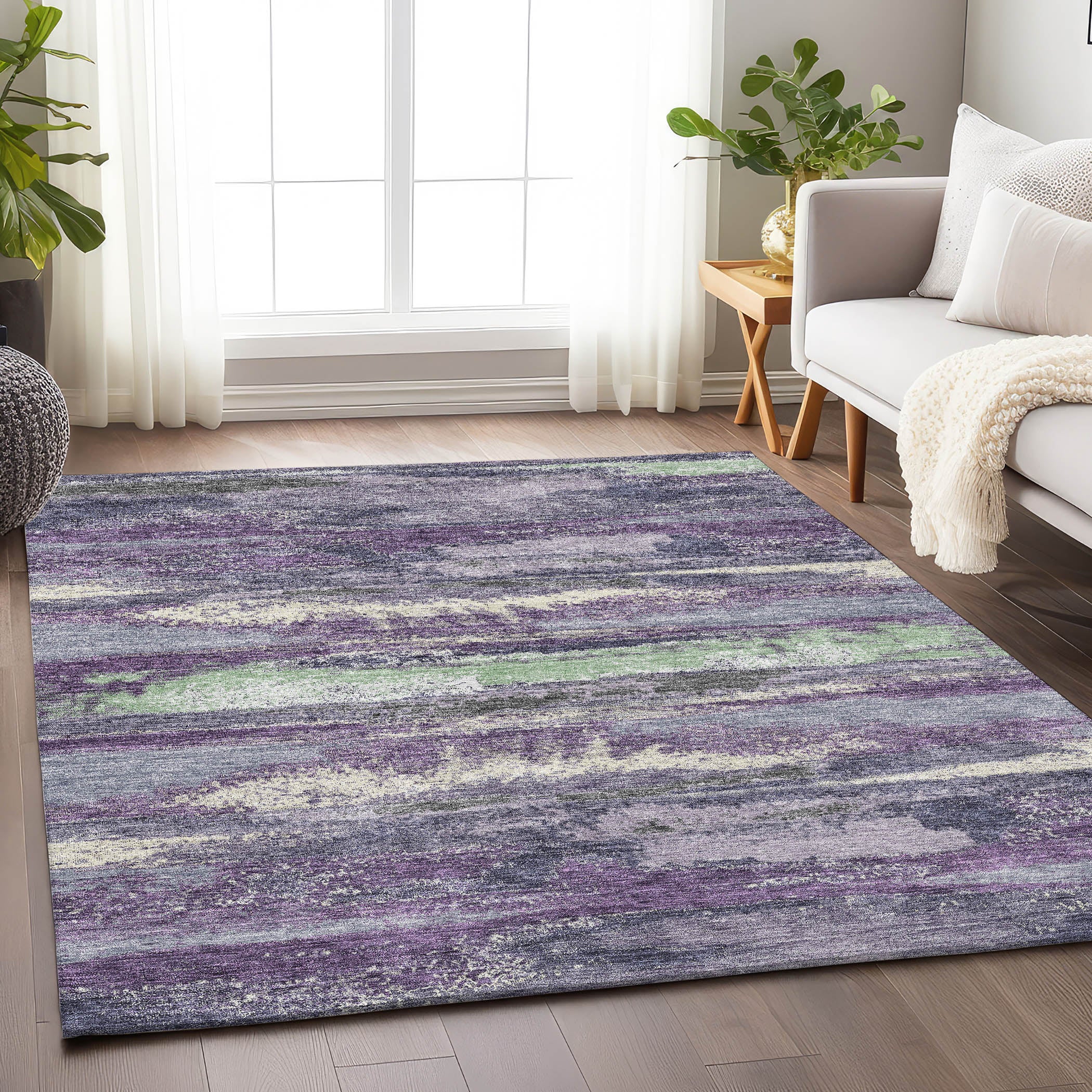 Baku Machine Washable Transitional Purple Rug 2'6" x 3'10" #shape_Rectangle