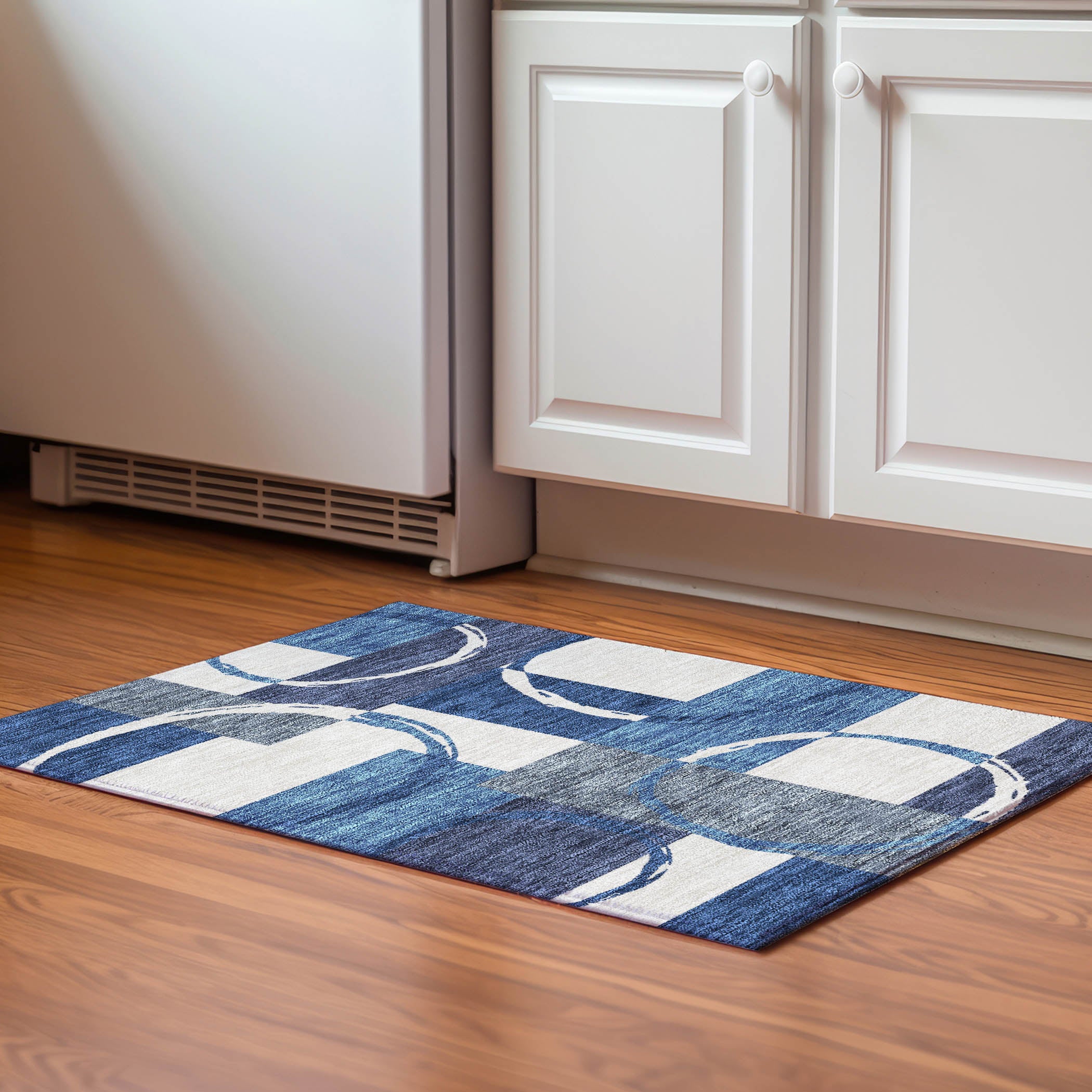 Istanbul Machine Washable Transitional Blue Rug 1'8" x 2'6" #shape_Rectangle