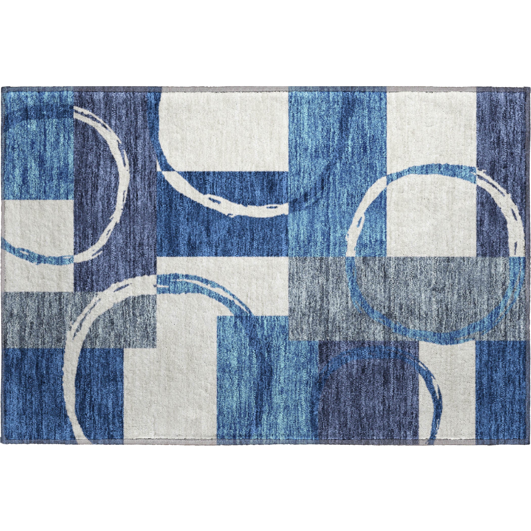 Istanbul Machine Washable Transitional Blue Rug 1'8" x 2'6" #shape_Rectangle