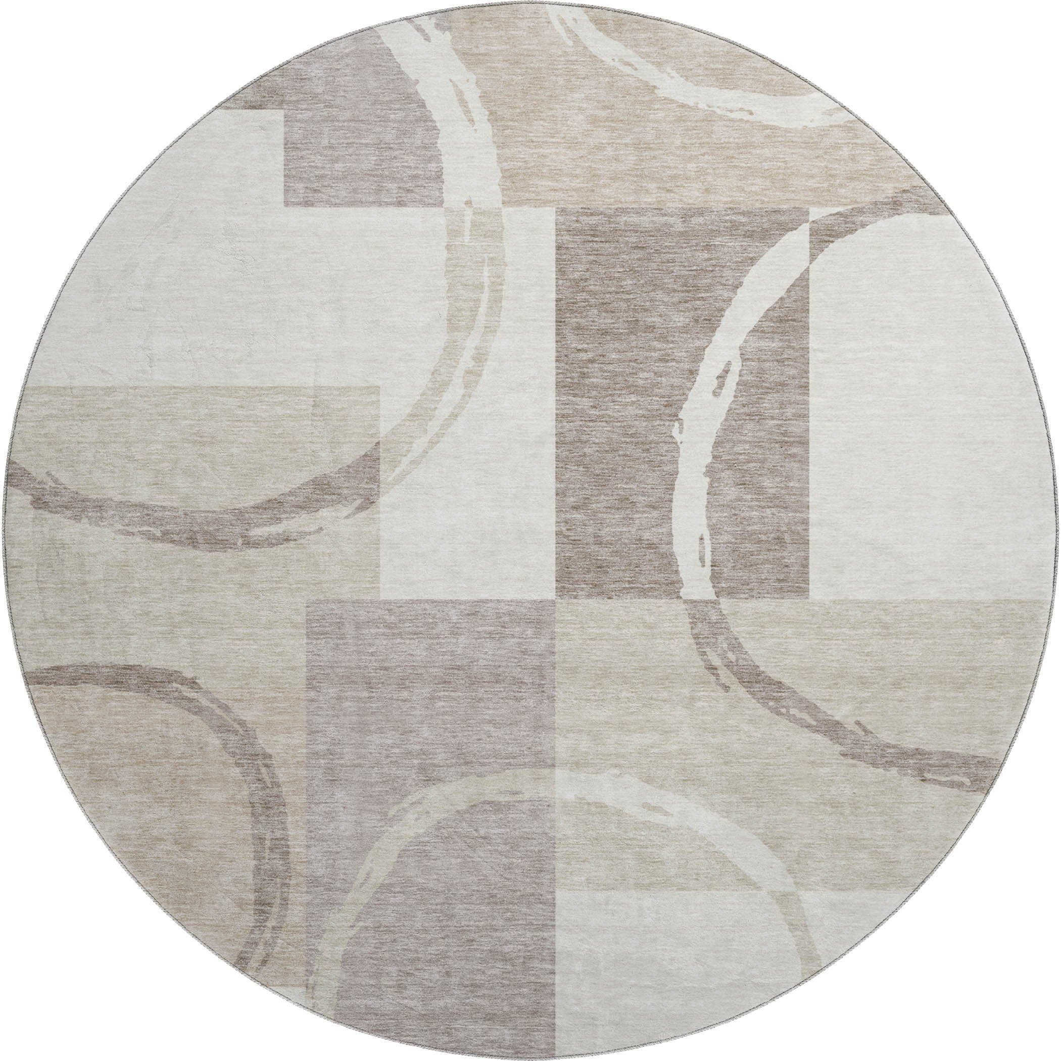 Istanbul Machine Washable Transitional Ivory Rug 8' x 8' #shape_Round